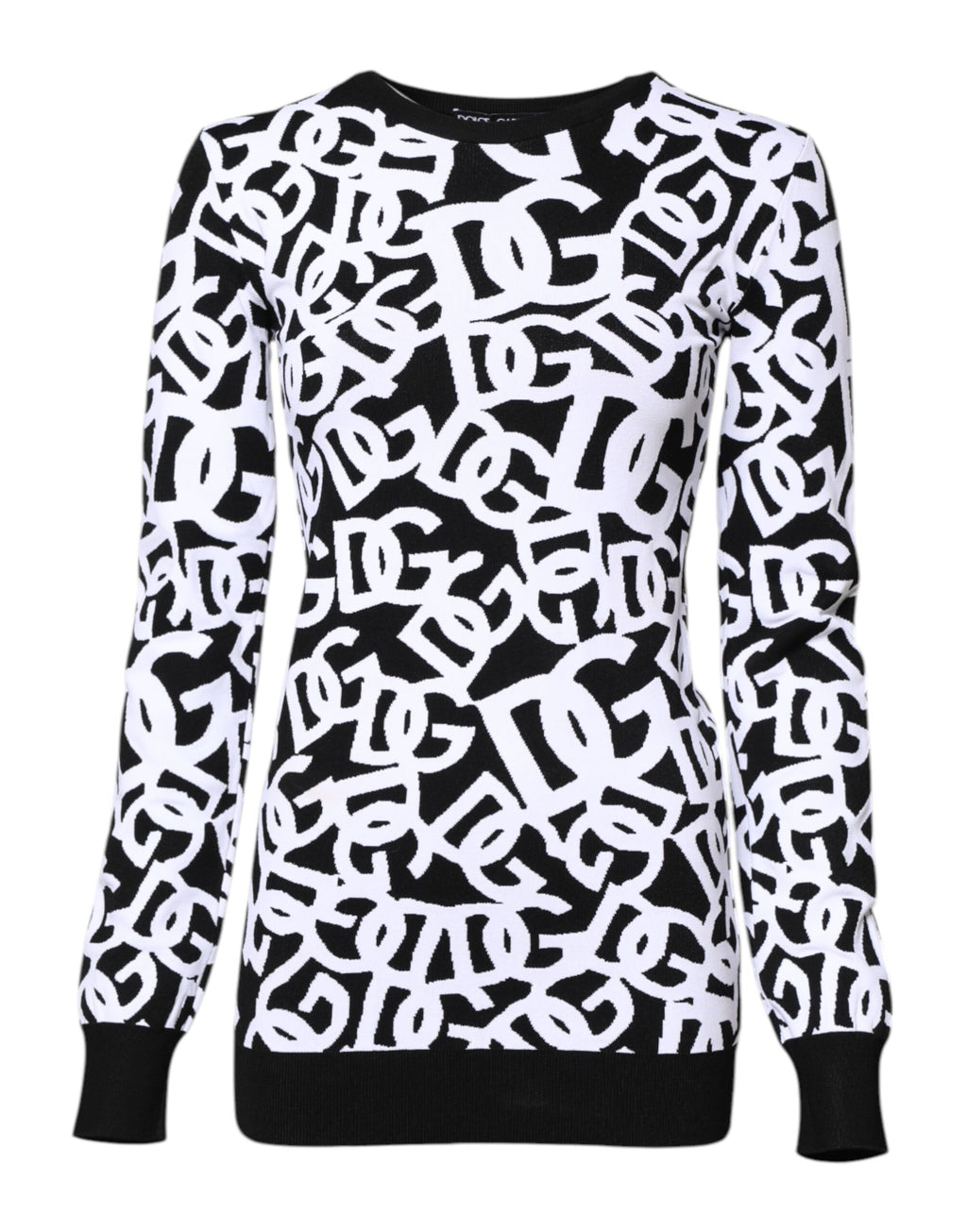 Dolce & Gabbana Schwarzer weißer Logodruck Frauen Pullover Pullover