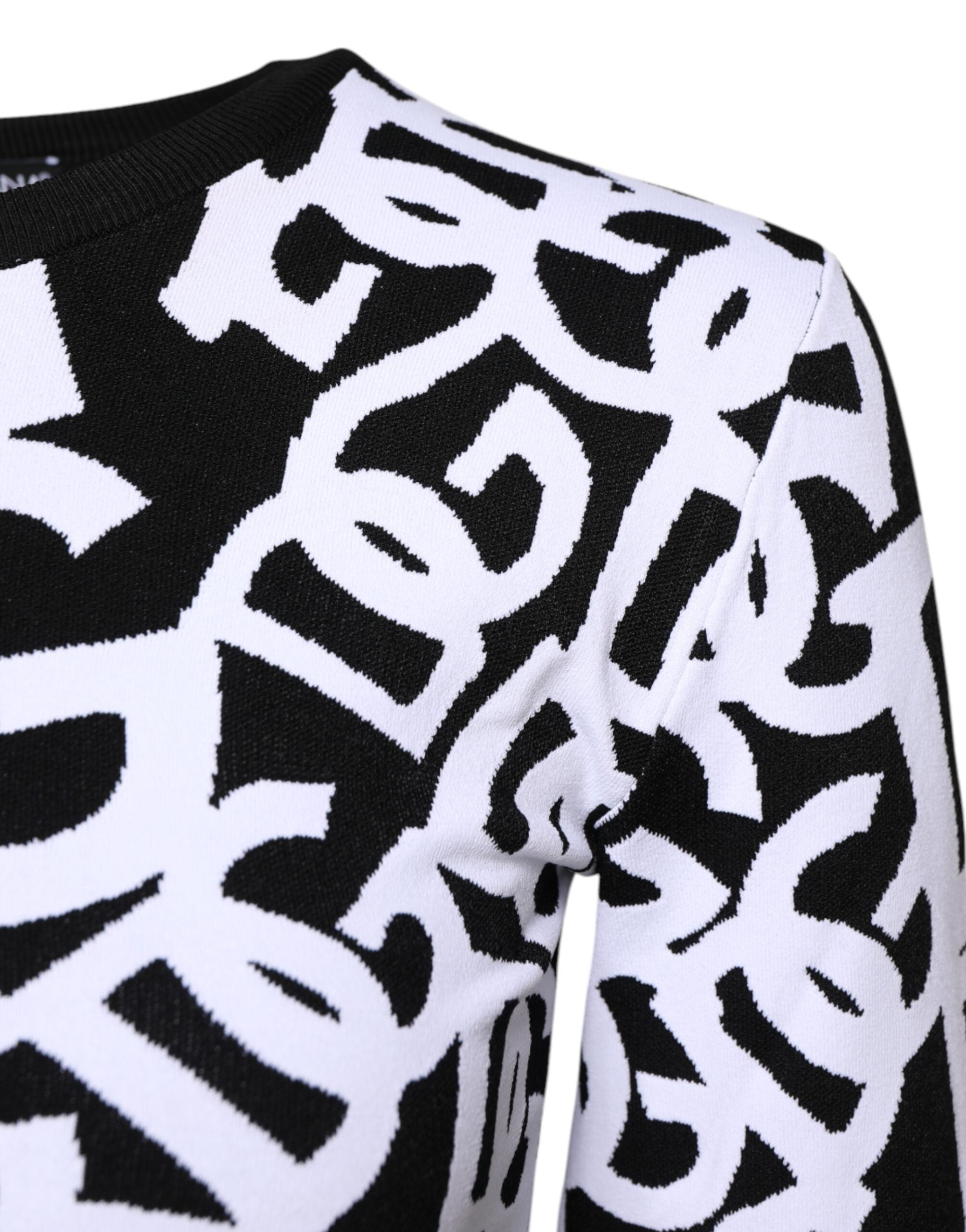 Dolce & Gabbana Schwarzer weißer Logodruck Frauen Pullover Pullover