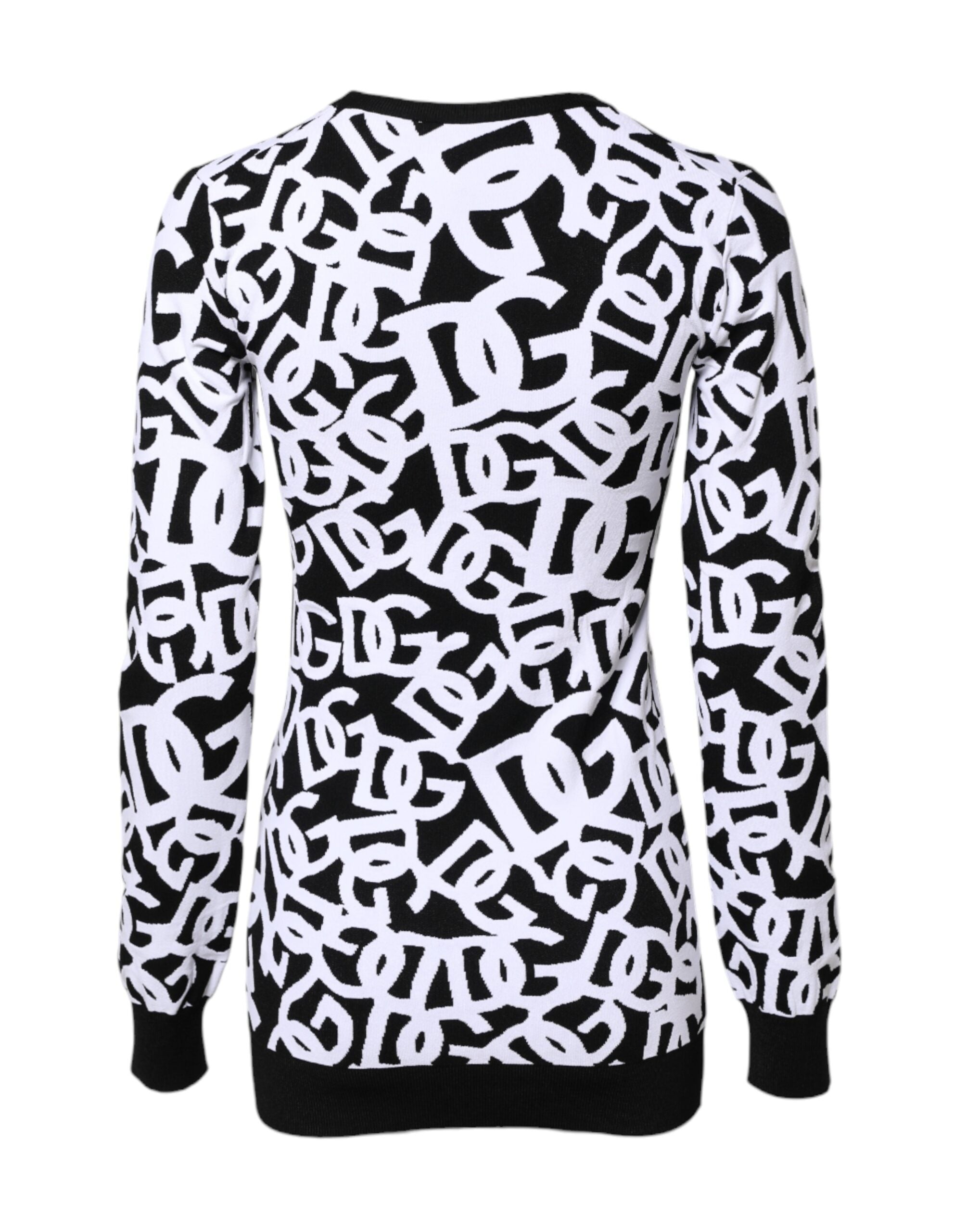 Dolce & Gabbana Schwarzer weißer Logodruck Frauen Pullover Pullover