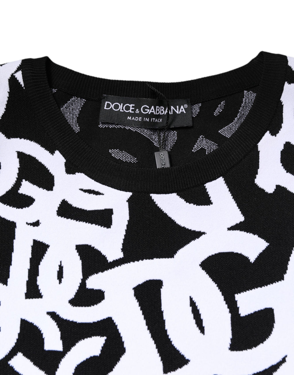 Dolce & Gabbana Schwarzer weißer Logodruck Frauen Pullover Pullover