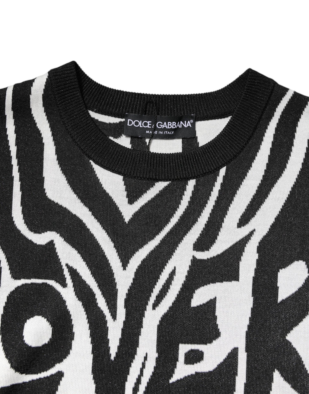 Dolce & Gabbana Schwarzer weißer Druck Frauen Pullover Sweater