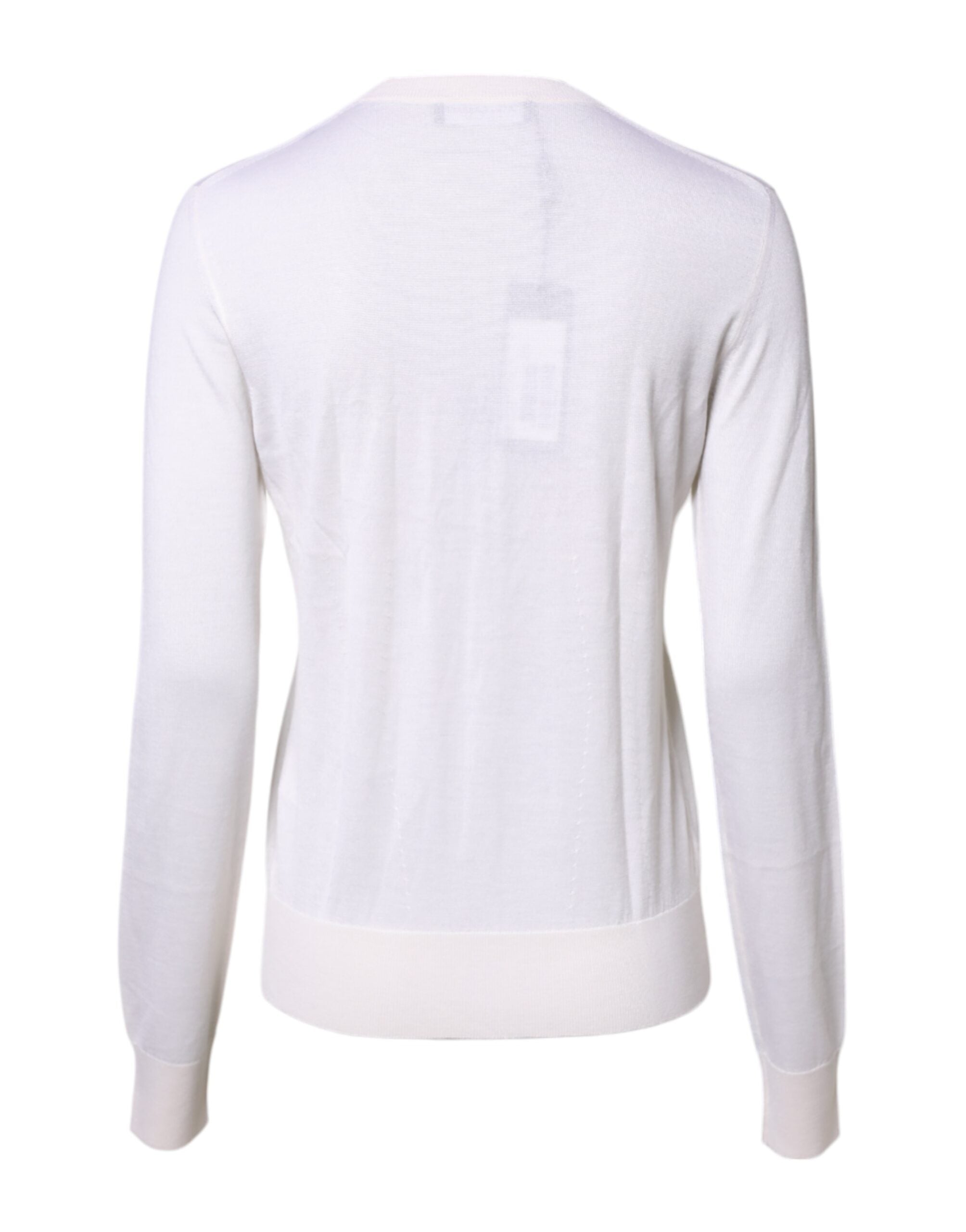 Dolce & Gabbana Weißes Kaschmir-Rundhals-Top Strickjacke Pullover