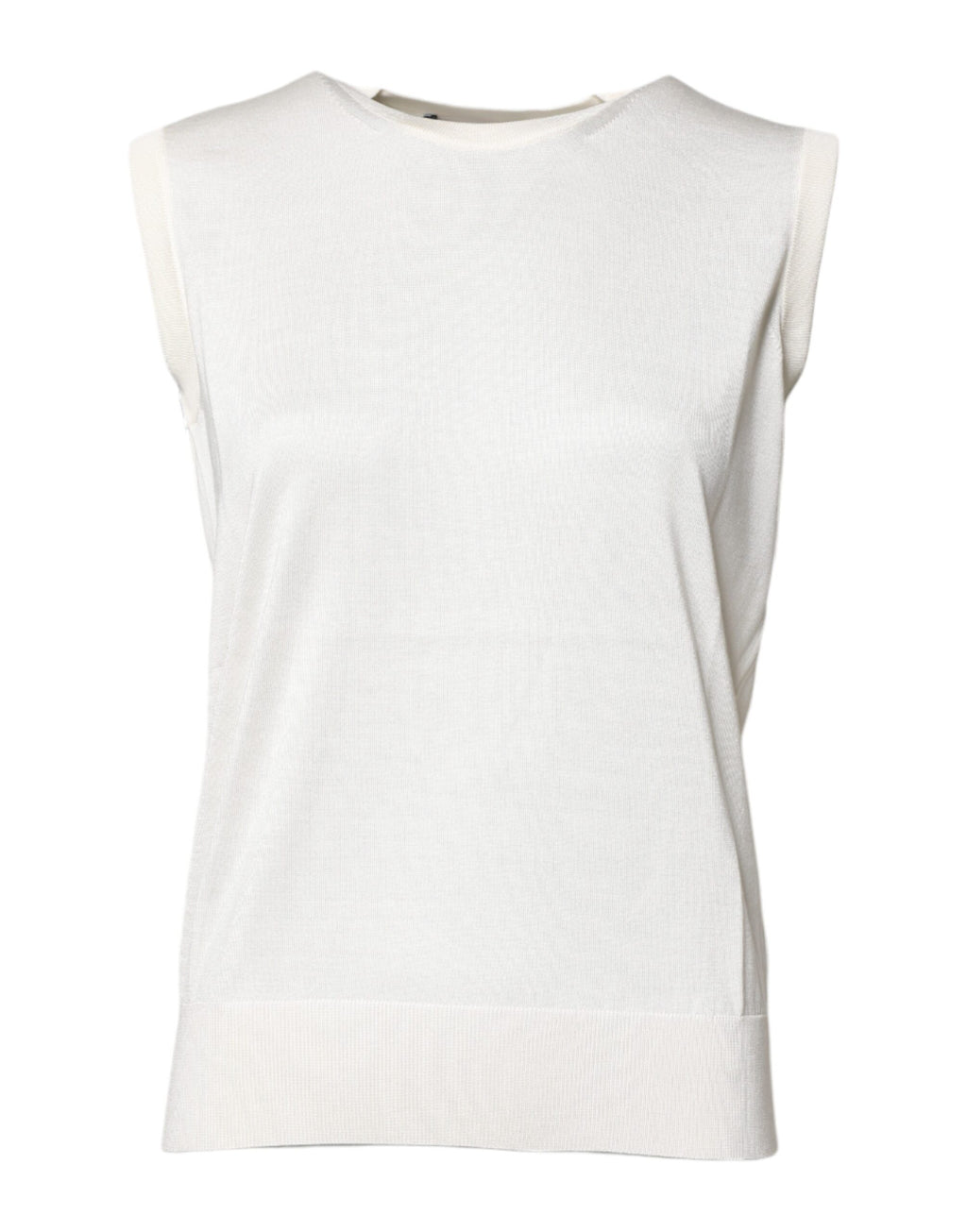 Dolce & Gabbana Weißes Seiden-Rundhals-Tanktop ohne Ärmel