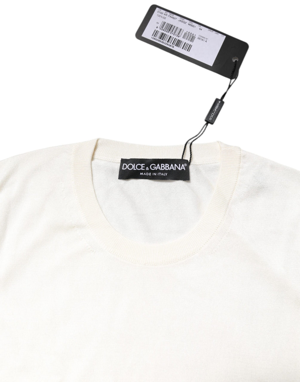 Dolce & Gabbana Weißes Seiden-Rundhals-Tanktop ohne Ärmel