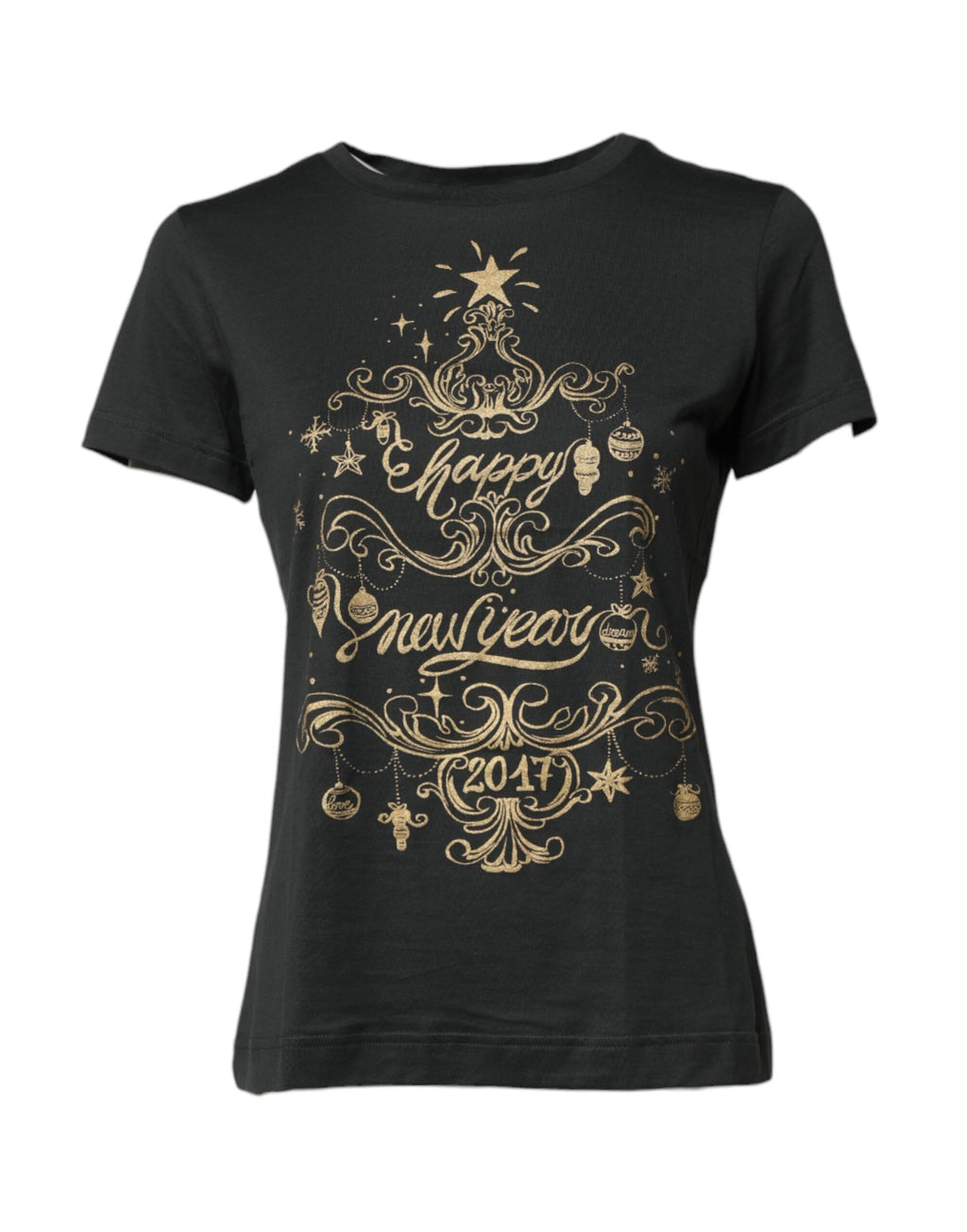 Dolce & Gabbana Schwarzes Baumwoll-T-Shirt mit Rundhalsausschnitt und kurzen Ärmeln