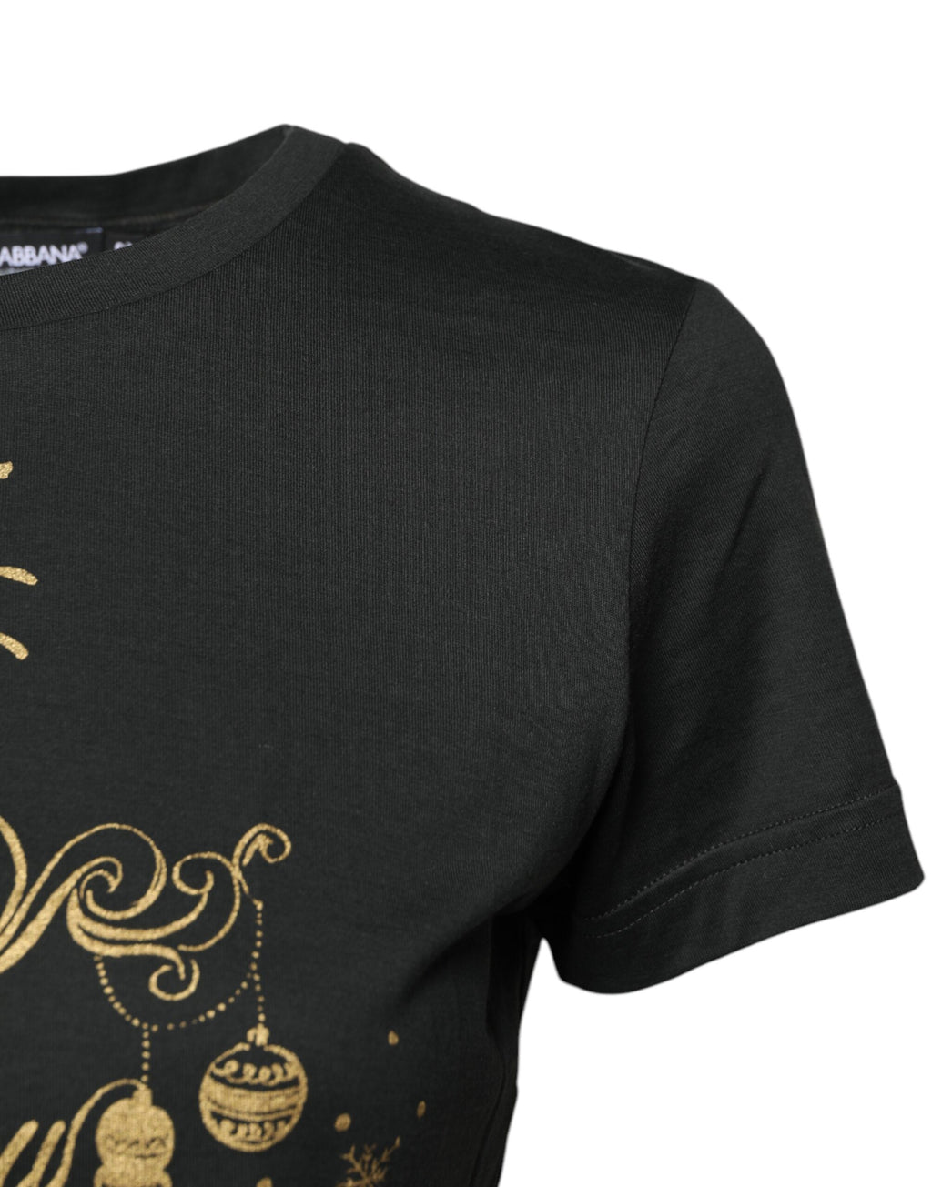 Dolce & Gabbana Schwarzes Baumwoll-T-Shirt mit Rundhalsausschnitt und kurzen Ärmeln