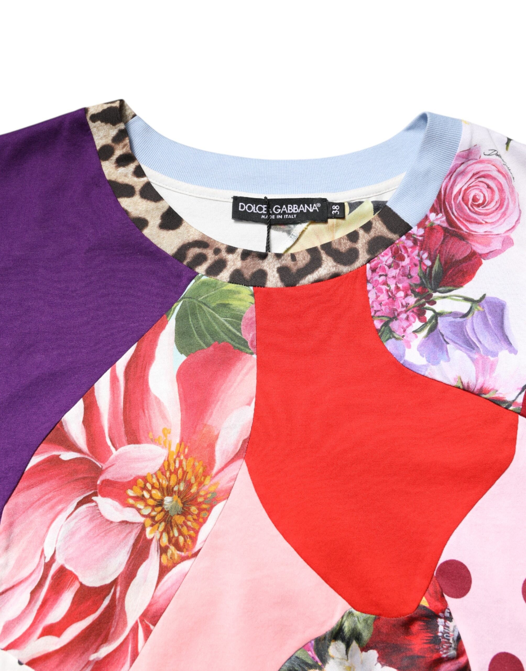 Dolce & Gabbana Multicolor Patchwork Kurzarmbluse Top