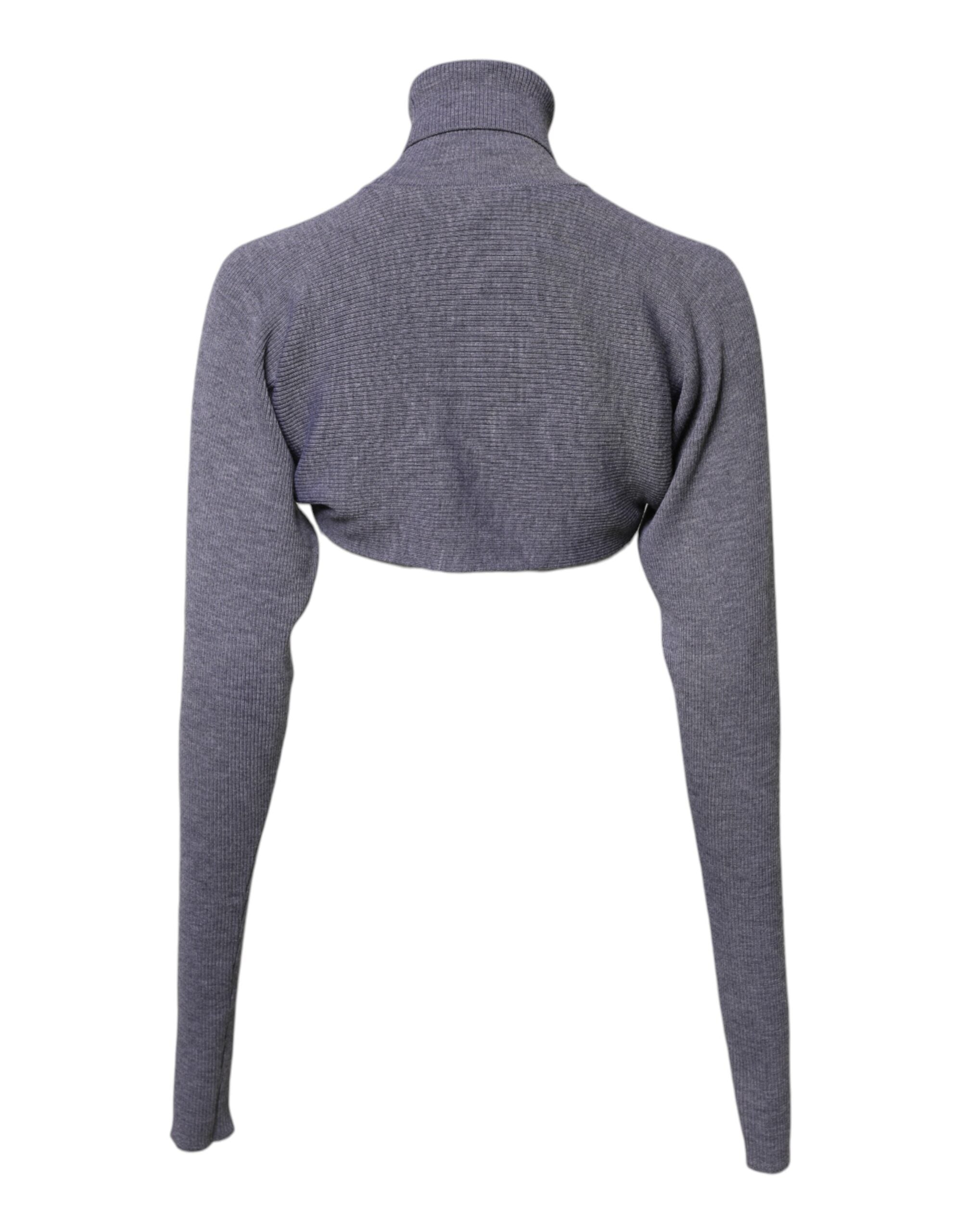 Dolce & Gabbana Grauer Wollstrick-Rollkragenpullover mit Rundhalsausschnitt