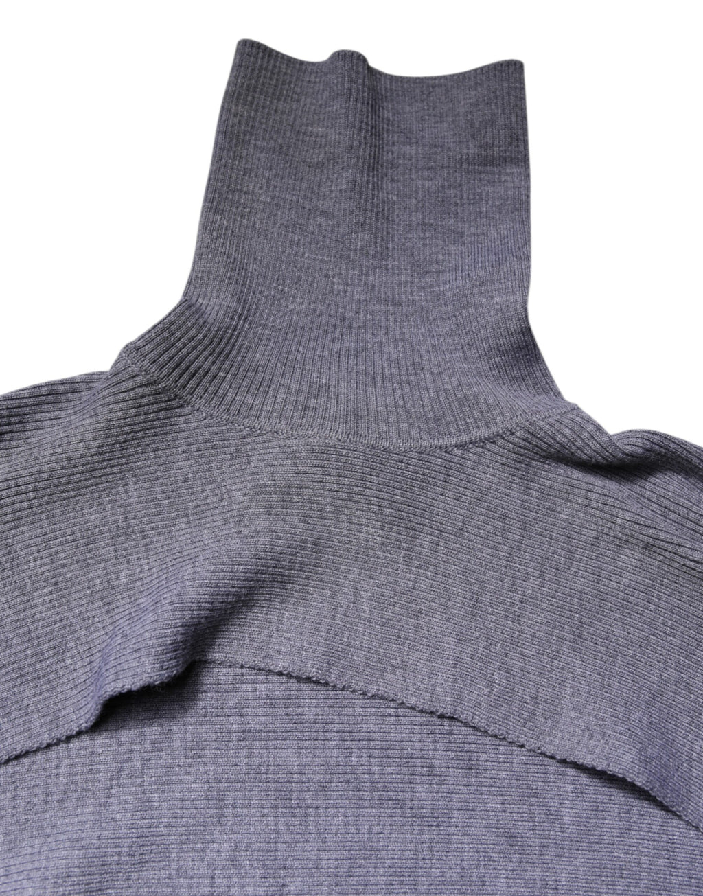 Dolce & Gabbana Grauer Wollstrick-Rollkragenpullover mit Rundhalsausschnitt