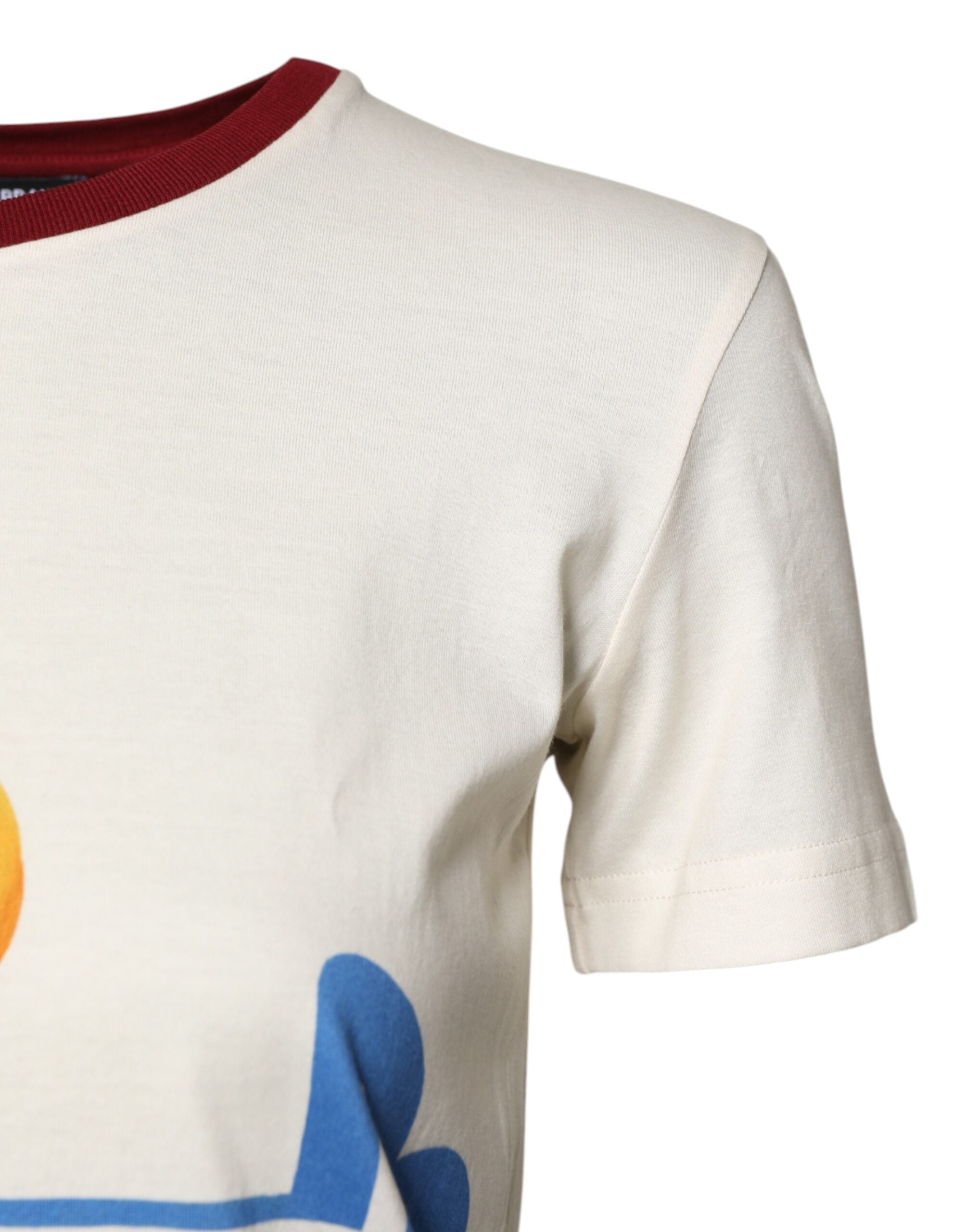 Dolce & Gabbana Weißes Baumwolldruck-T-Shirt mit kurzen Ärmeln