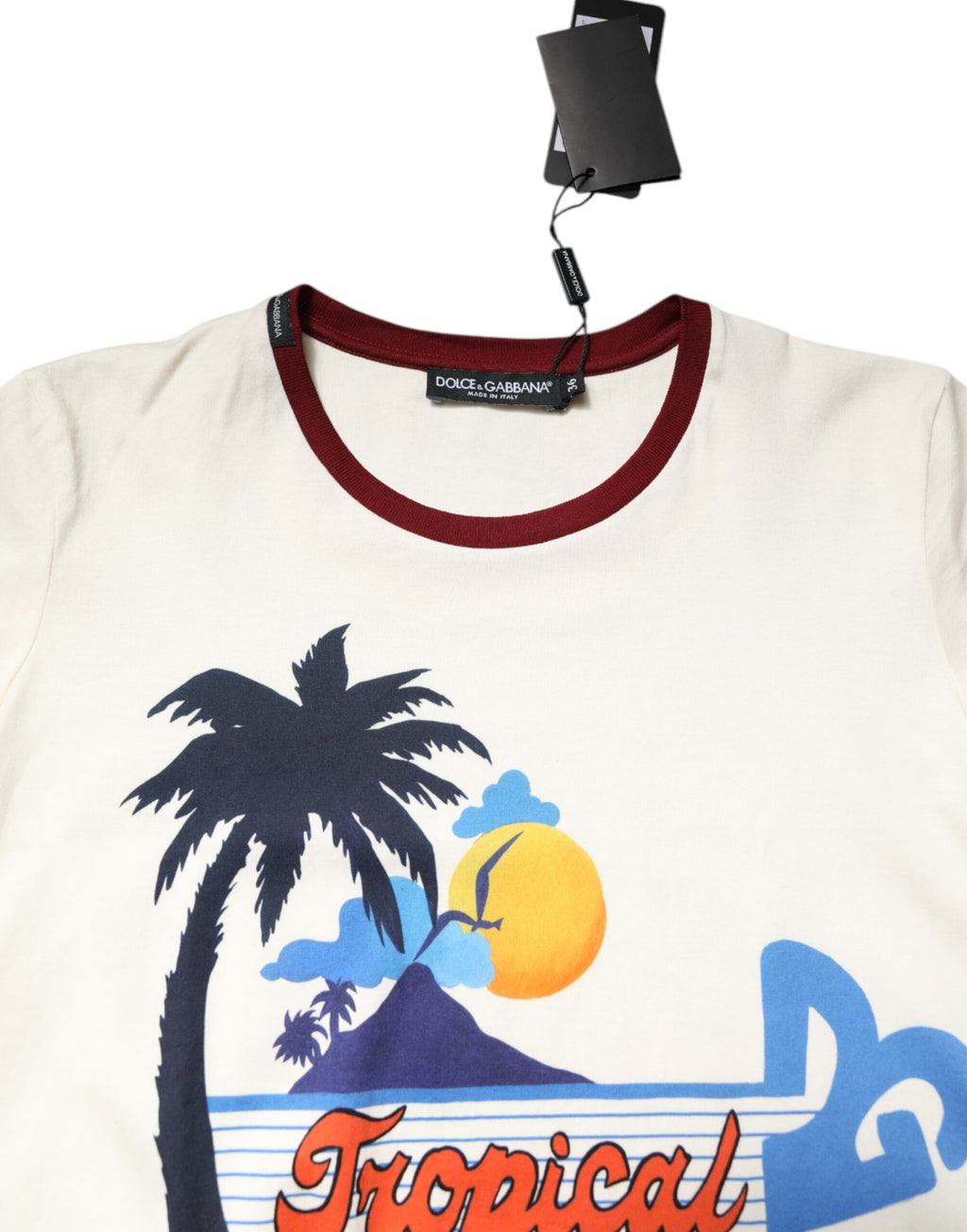 Dolce & Gabbana Weißes Baumwolldruck-T-Shirt mit kurzen Ärmeln