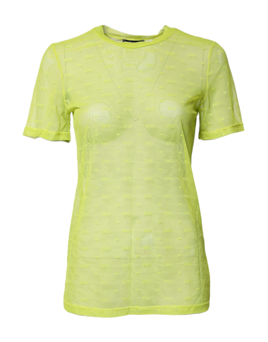 Dolce & Gabbana Grünes Nylon See Through Damen Kurzarm Top