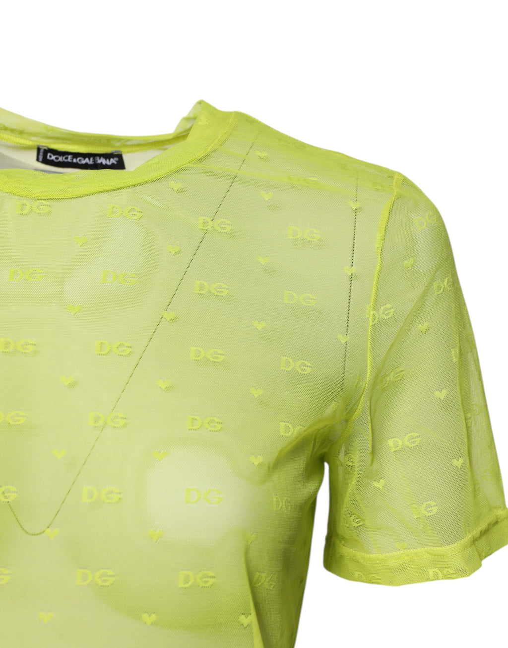 Dolce & Gabbana Grünes Nylon See Through Damen Kurzarm Top