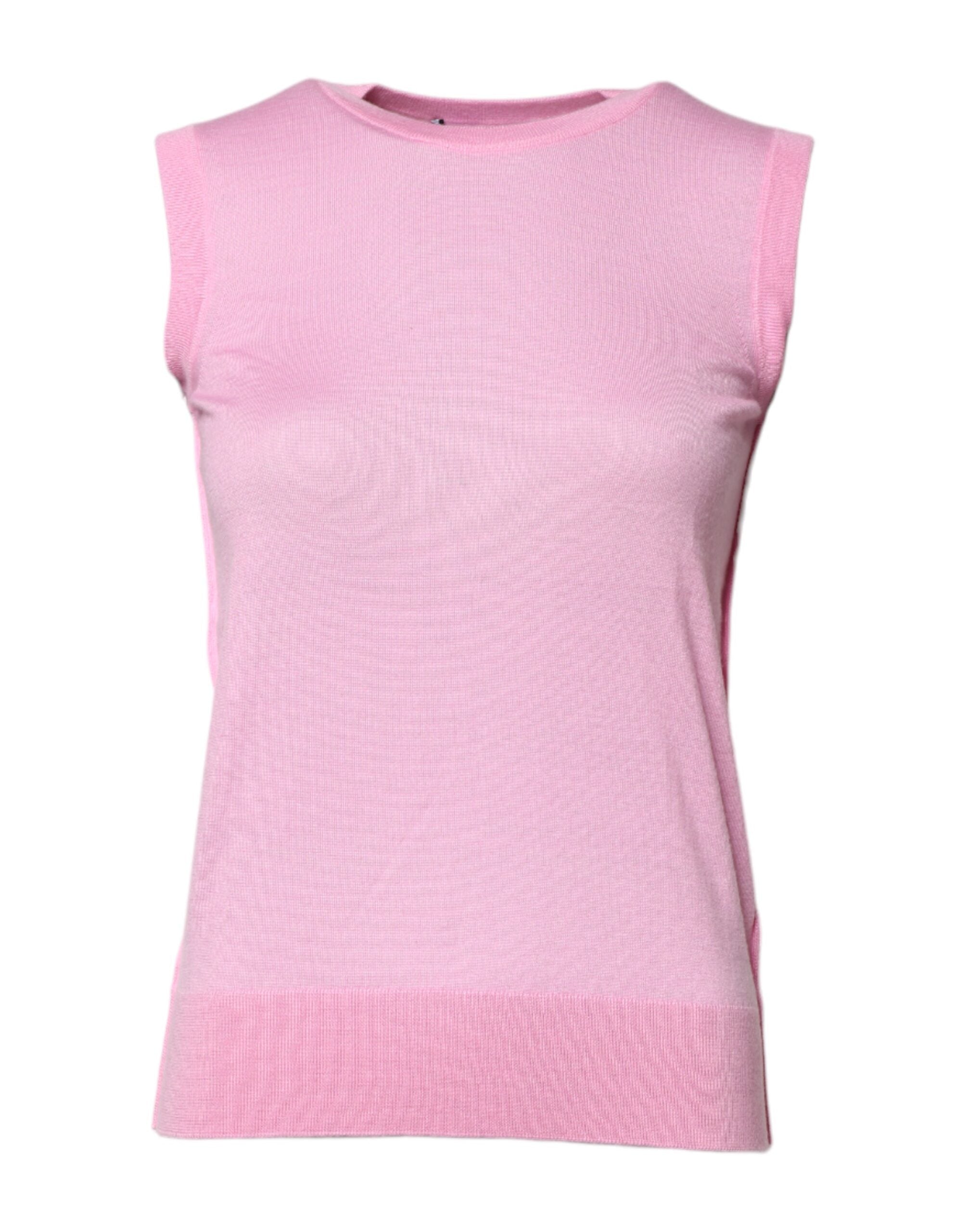 Dolce & Gabbana Rosa Kaschmir Rundhalsausschnitt Ärmelloses Tank-Top