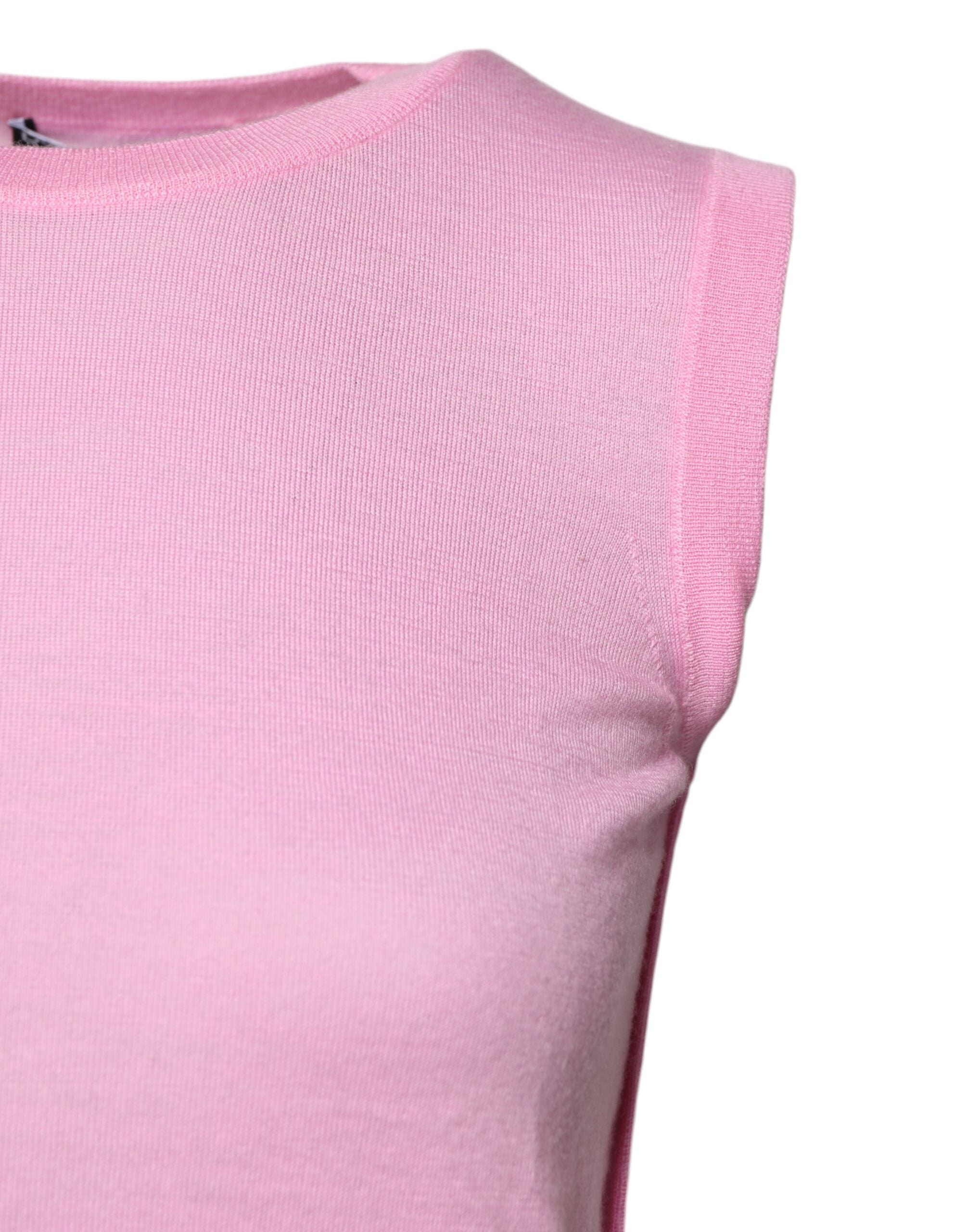 Dolce & Gabbana Rosa Kaschmir Rundhalsausschnitt Ärmelloses Tank-Top