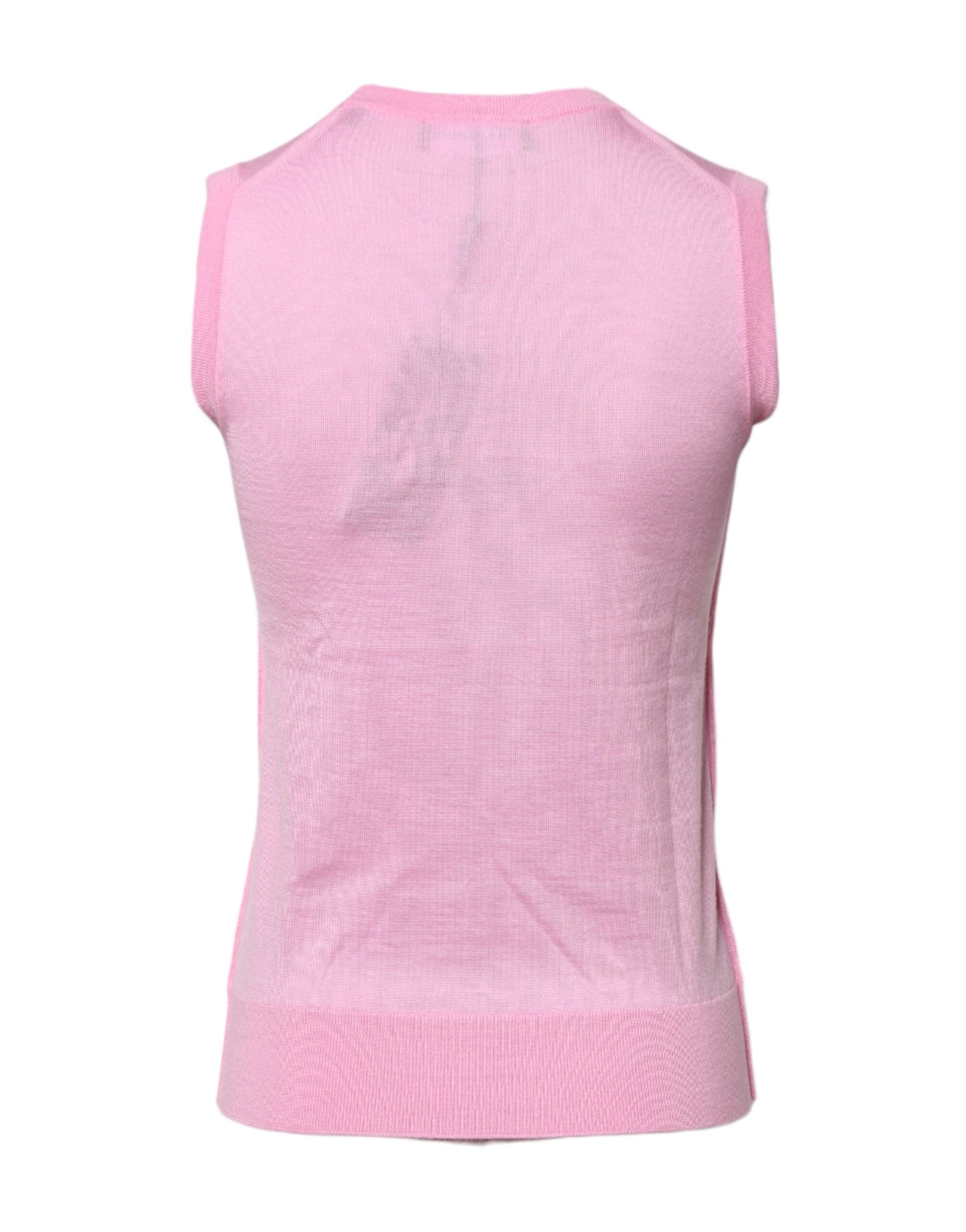 Dolce & Gabbana Rosa Kaschmir Rundhalsausschnitt Ärmelloses Tank-Top