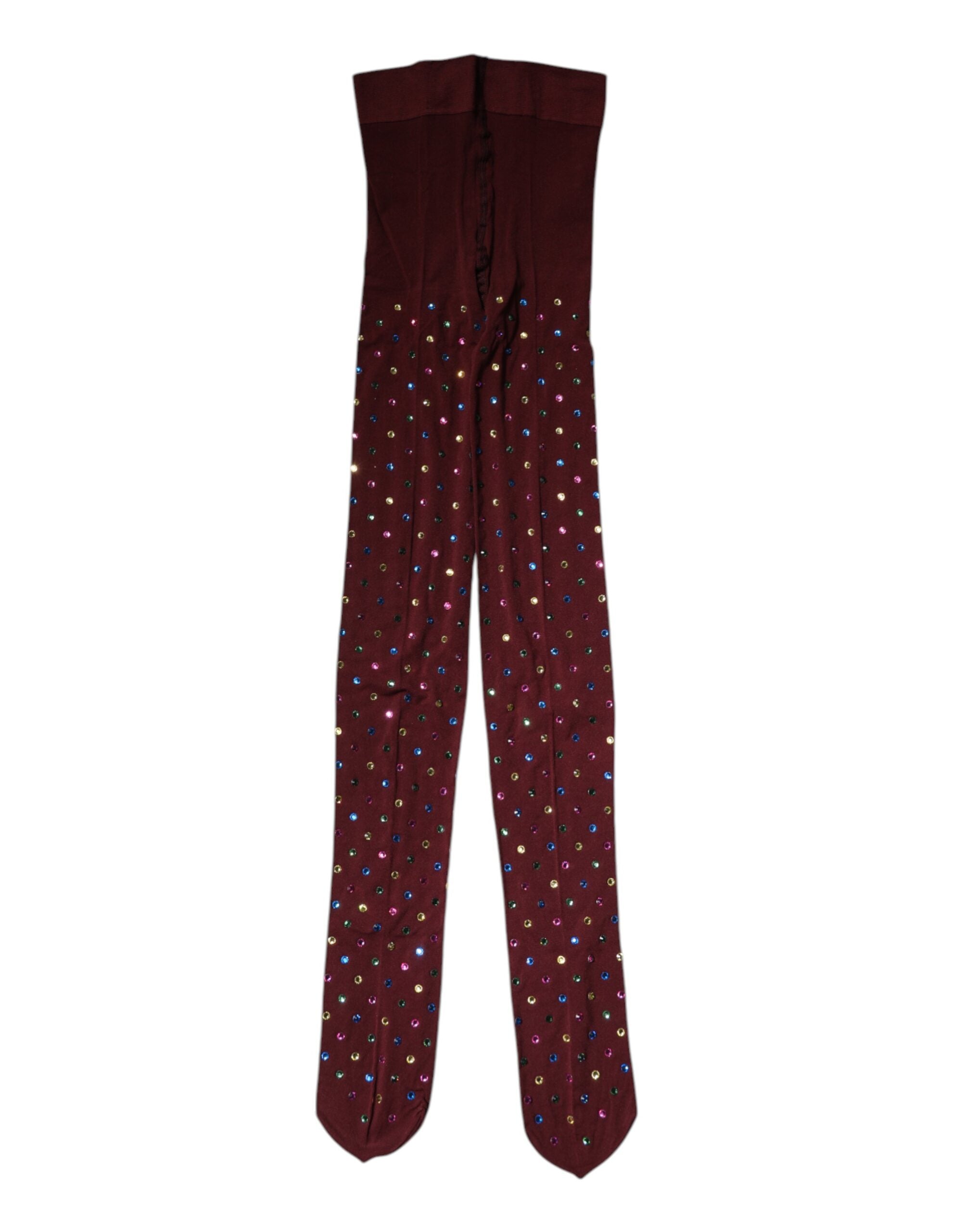 Dolce & Gabbana Kastanienbraune Nylon Strumpfhose mit Kristallverzierung