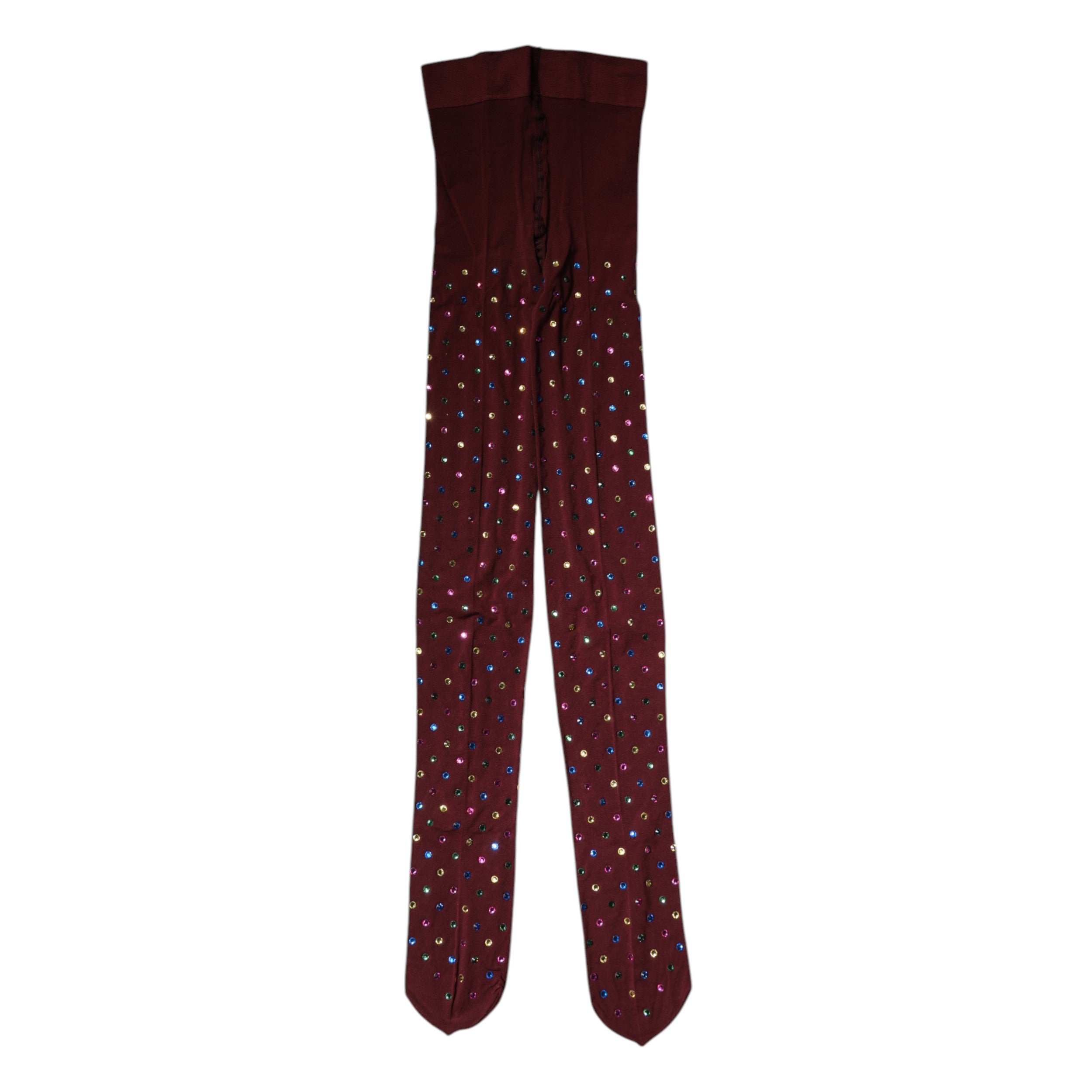 Dolce & Gabbana Kastanienbraune Nylon Strumpfhose mit Kristallverzierung