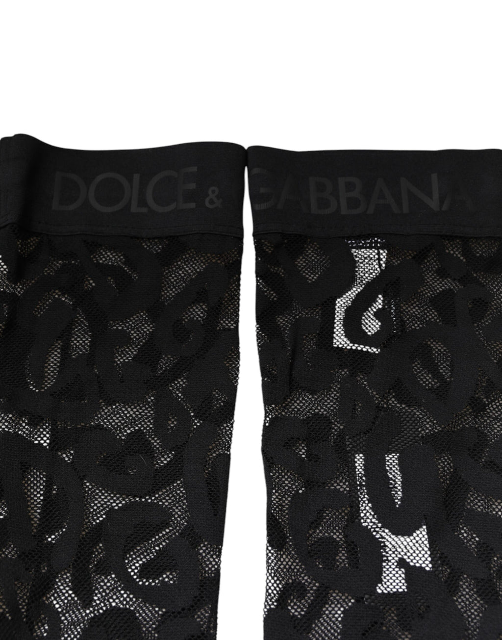 Dolce & Gabbana Schwarze florale Spitze Baumwoll-Stretchstrümpfe Socken