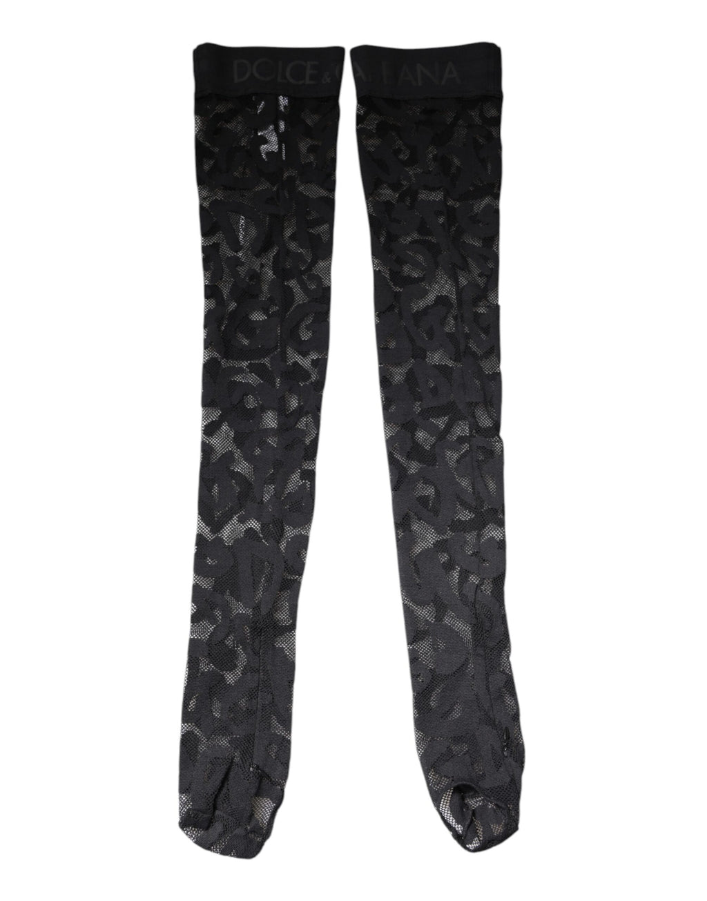 Dolce & Gabbana Schwarze florale Spitze Baumwoll-Stretchstrümpfe Socken