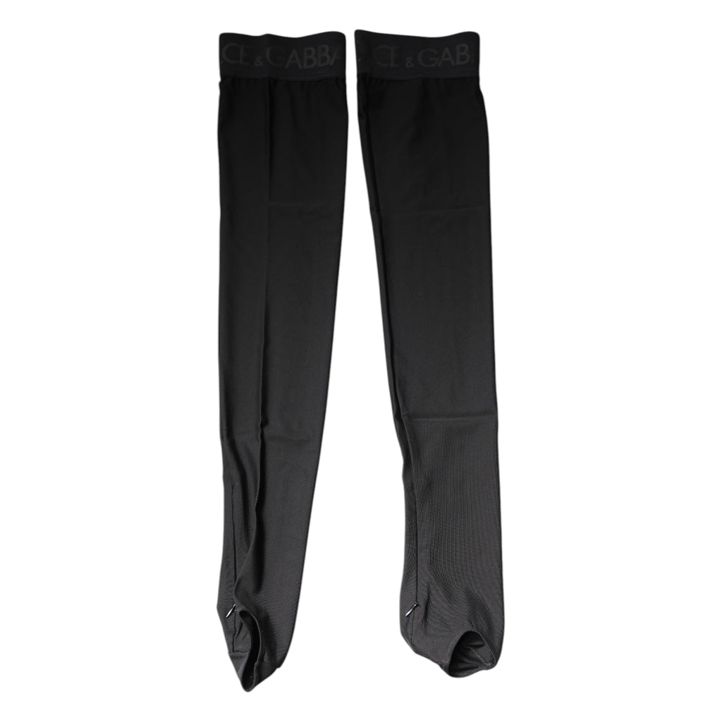 Dolce & Gabbana Schwarze Viskose-Stretchstrümpfe über der Wade Strümpfe