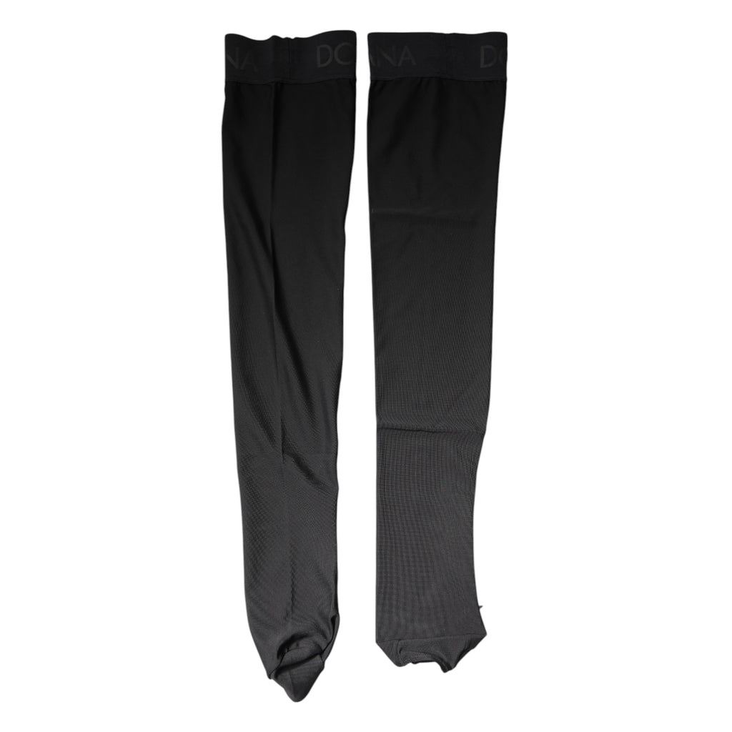 Dolce & Gabbana Schwarze Viskose-Stretchstrümpfe über der Wade Strümpfe
