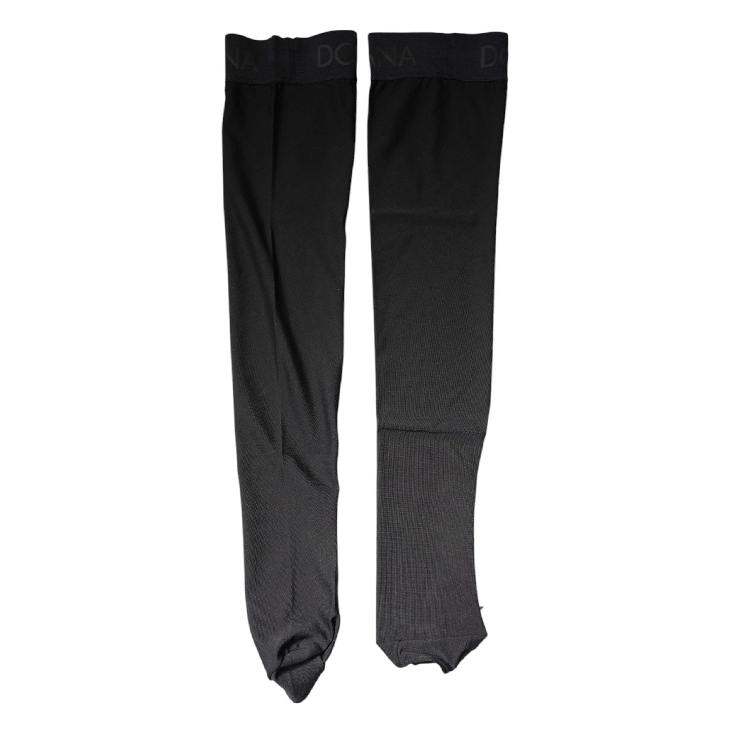 Dolce & Gabbana Schwarze Viskose-Stretchstrümpfe über der Wade Strümpfe
