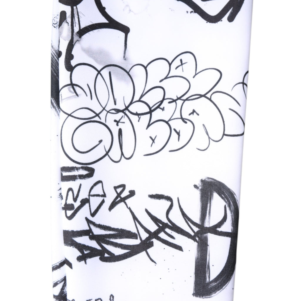 Dolce & Gabbana Weiße Graffiti-Baumwollstrümpfe über der Wade Socken