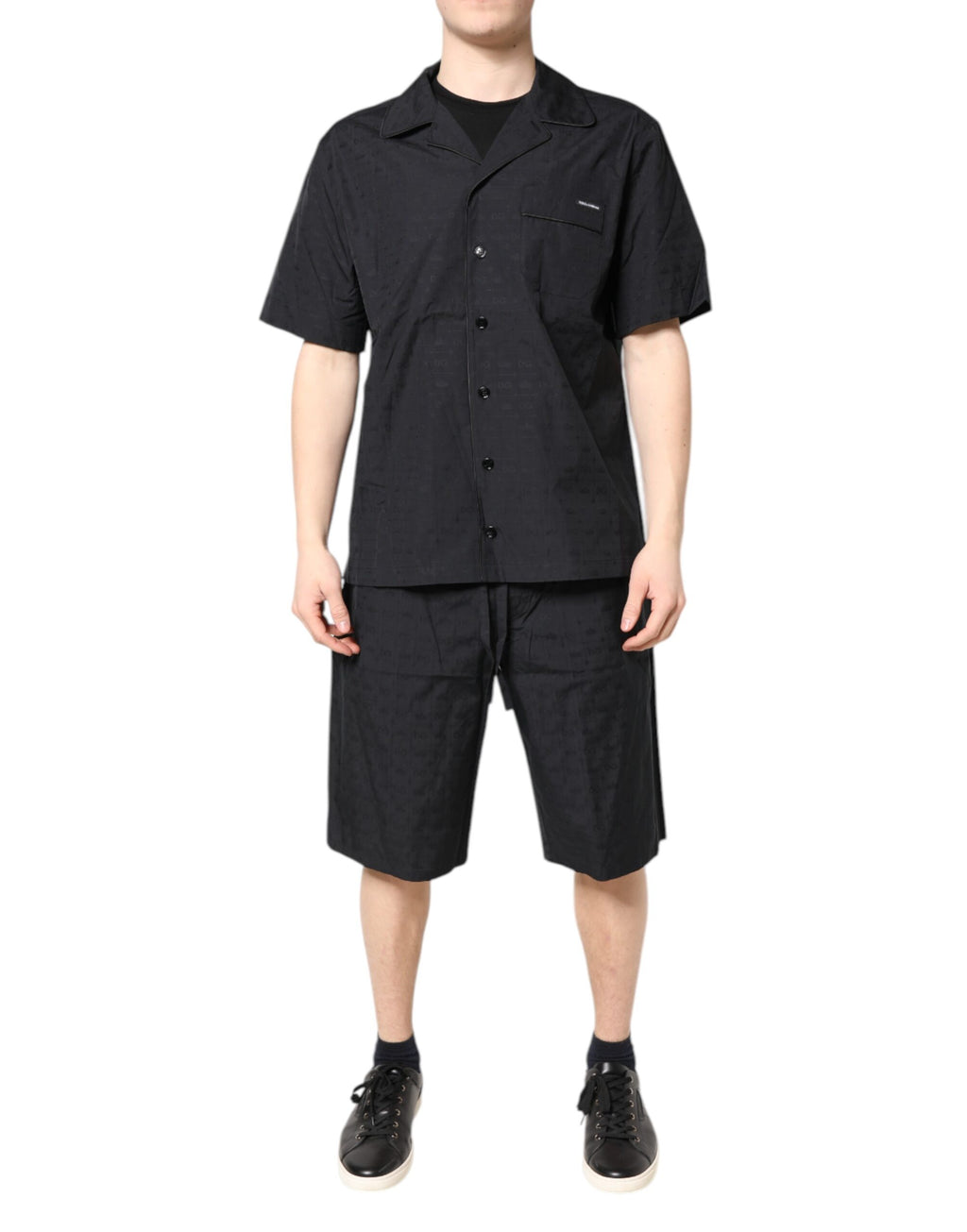 Dolce & Gabbana Schwarzer Baumwoll-Pyjama für Männer Schlafanzug
