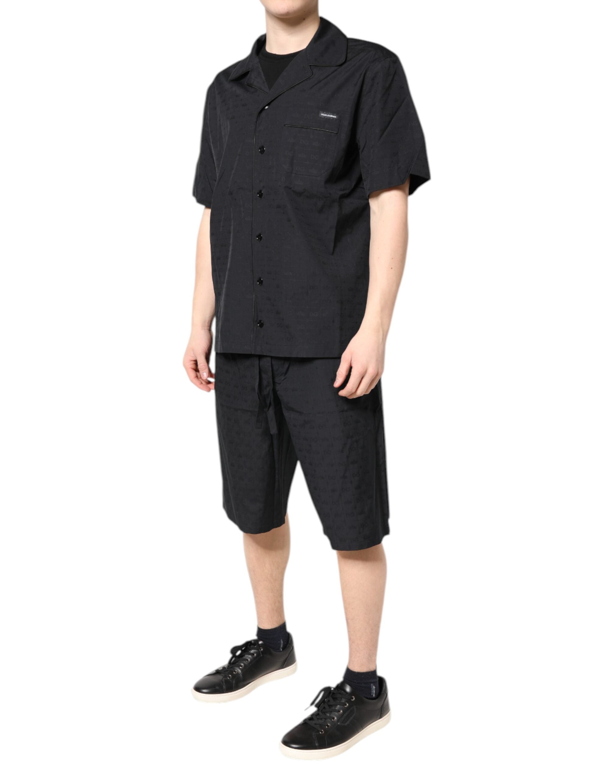 Dolce & Gabbana Schwarzer Baumwoll-Pyjama für Männer Schlafanzug