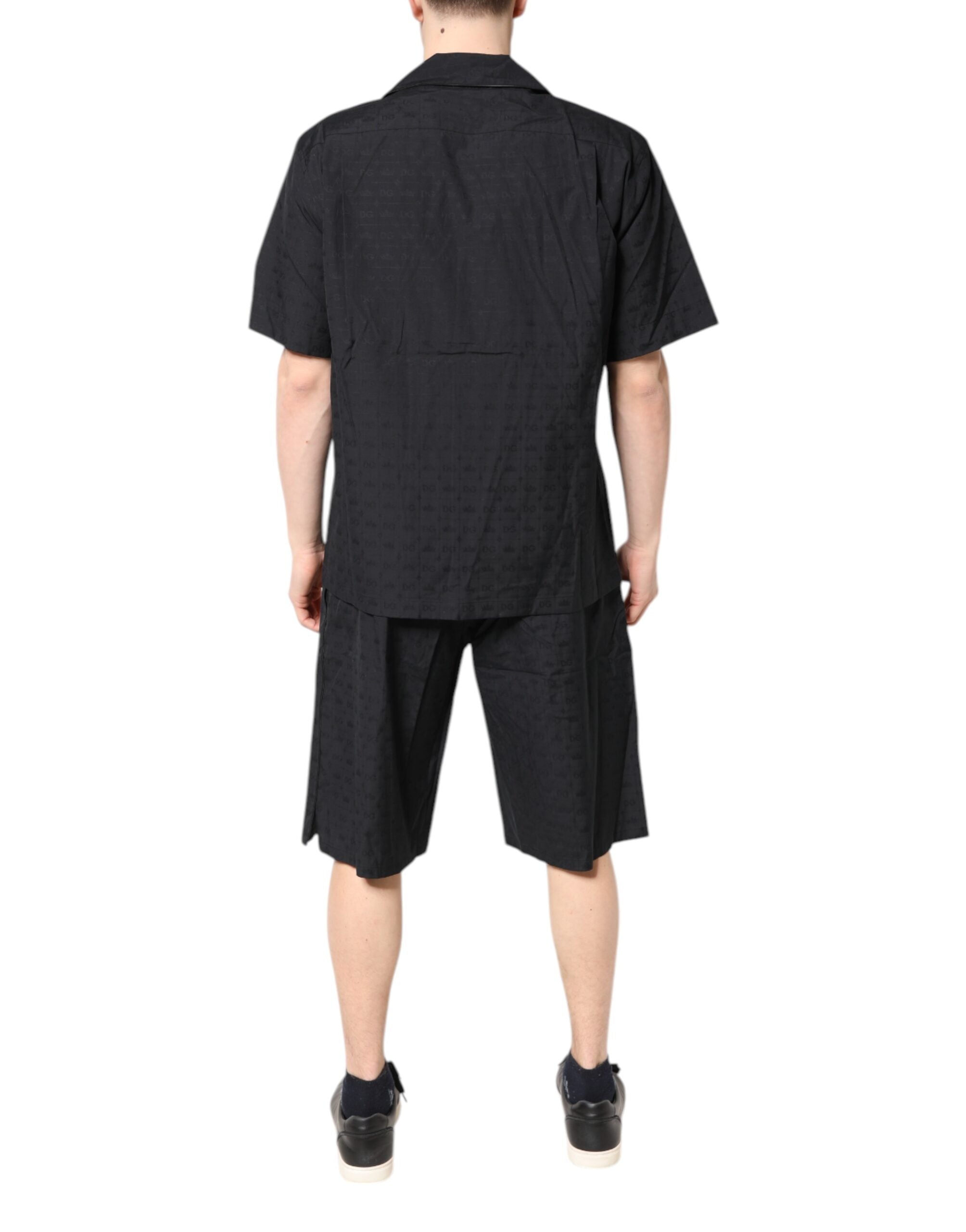 Dolce & Gabbana Schwarzer Baumwoll-Pyjama für Männer Schlafanzug