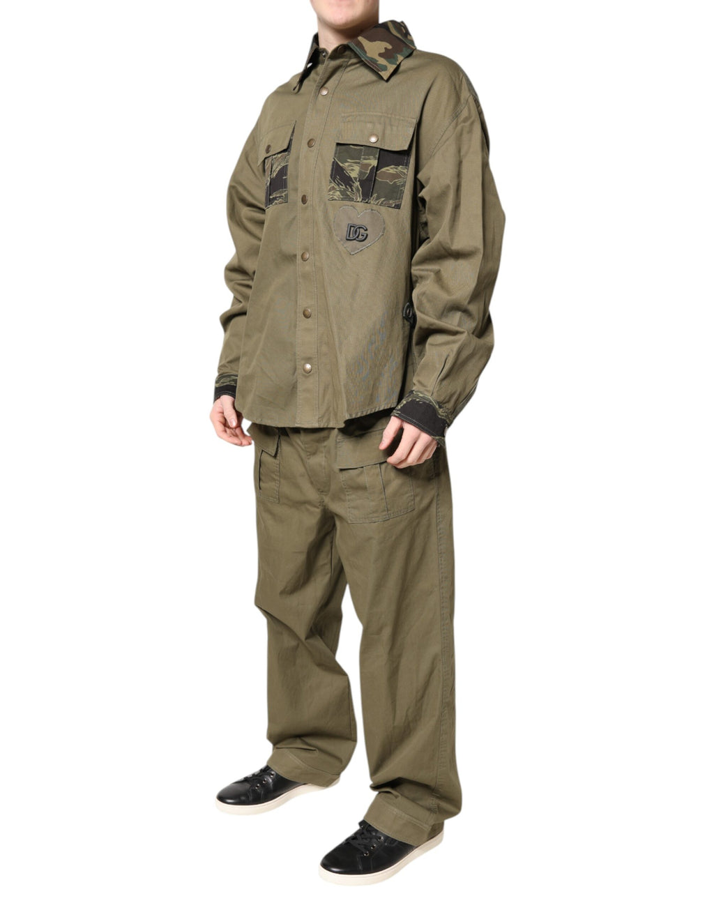 Dolce & Gabbana Braunes Baumwoll-Stretch-Hemd-Hose Freizeit-Set
