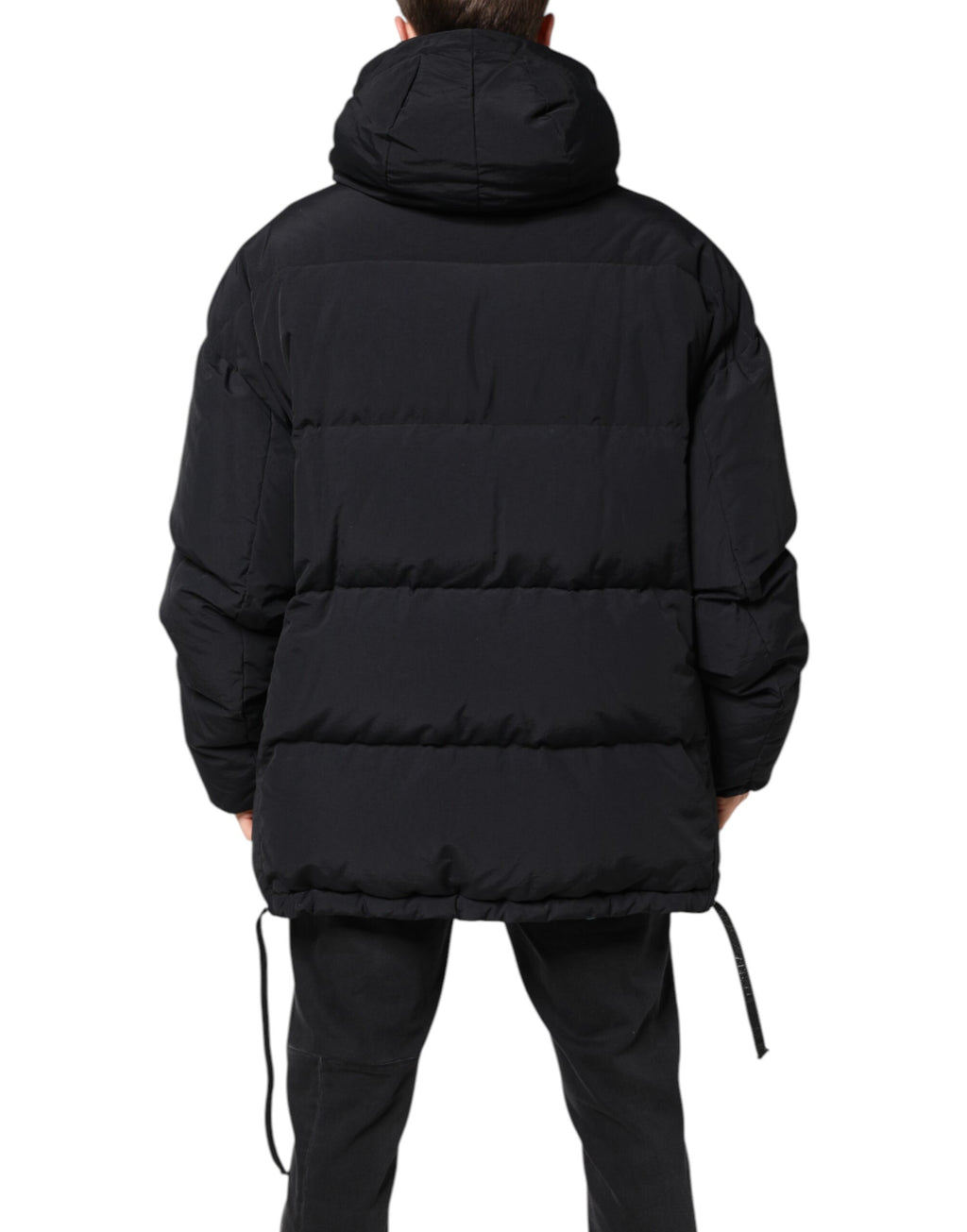 Dolce & Gabbana Schwarze Nylon-Parka-Jacke mit Kapuze und Reißverschluss