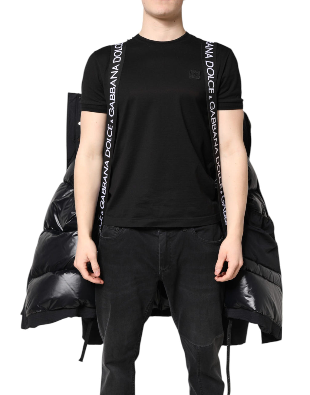 Dolce & Gabbana Schwarze Nylon-Parka-Jacke mit Kapuze und Reißverschluss