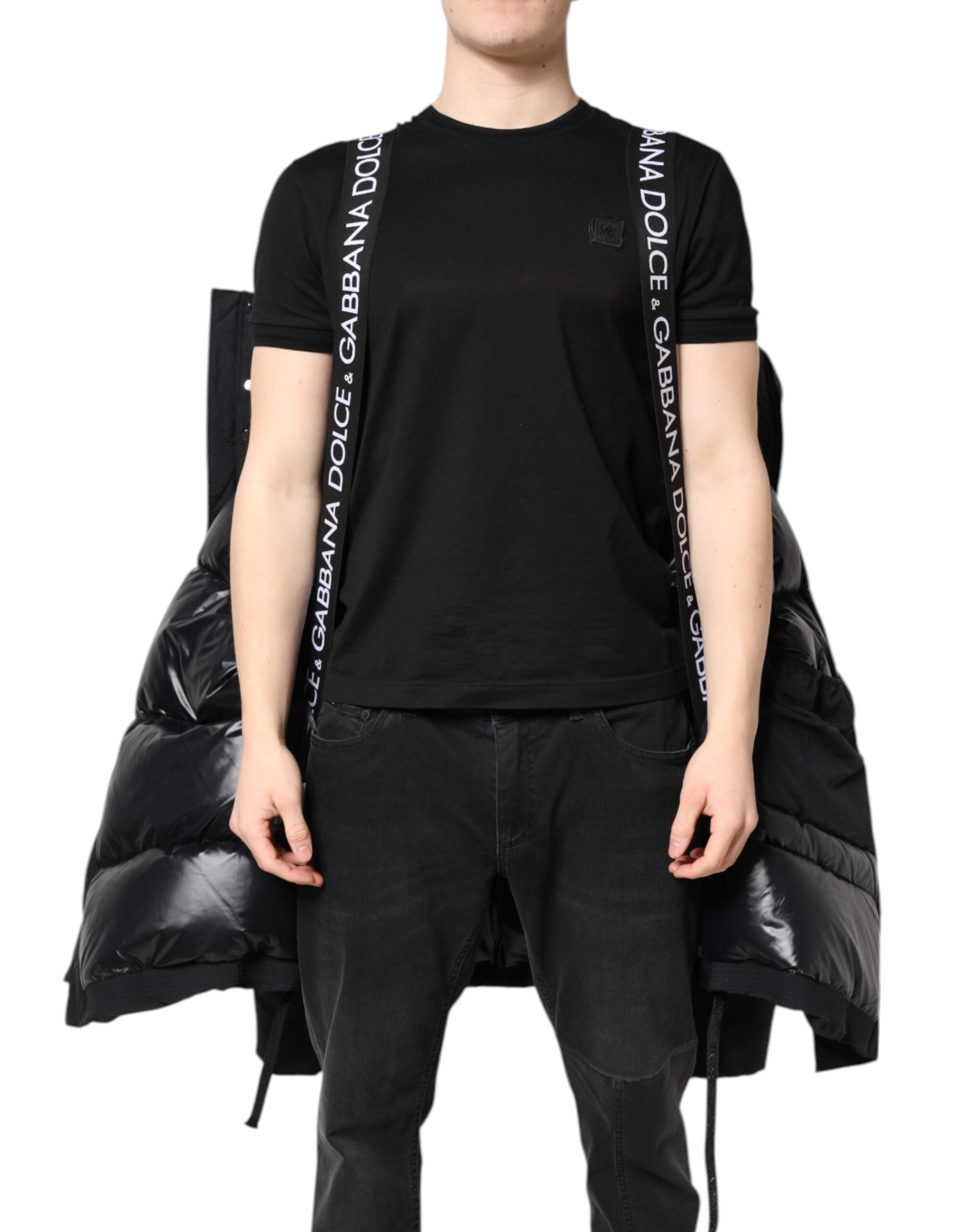 Dolce & Gabbana Schwarze Nylon-Parka-Jacke mit Kapuze und Reißverschluss