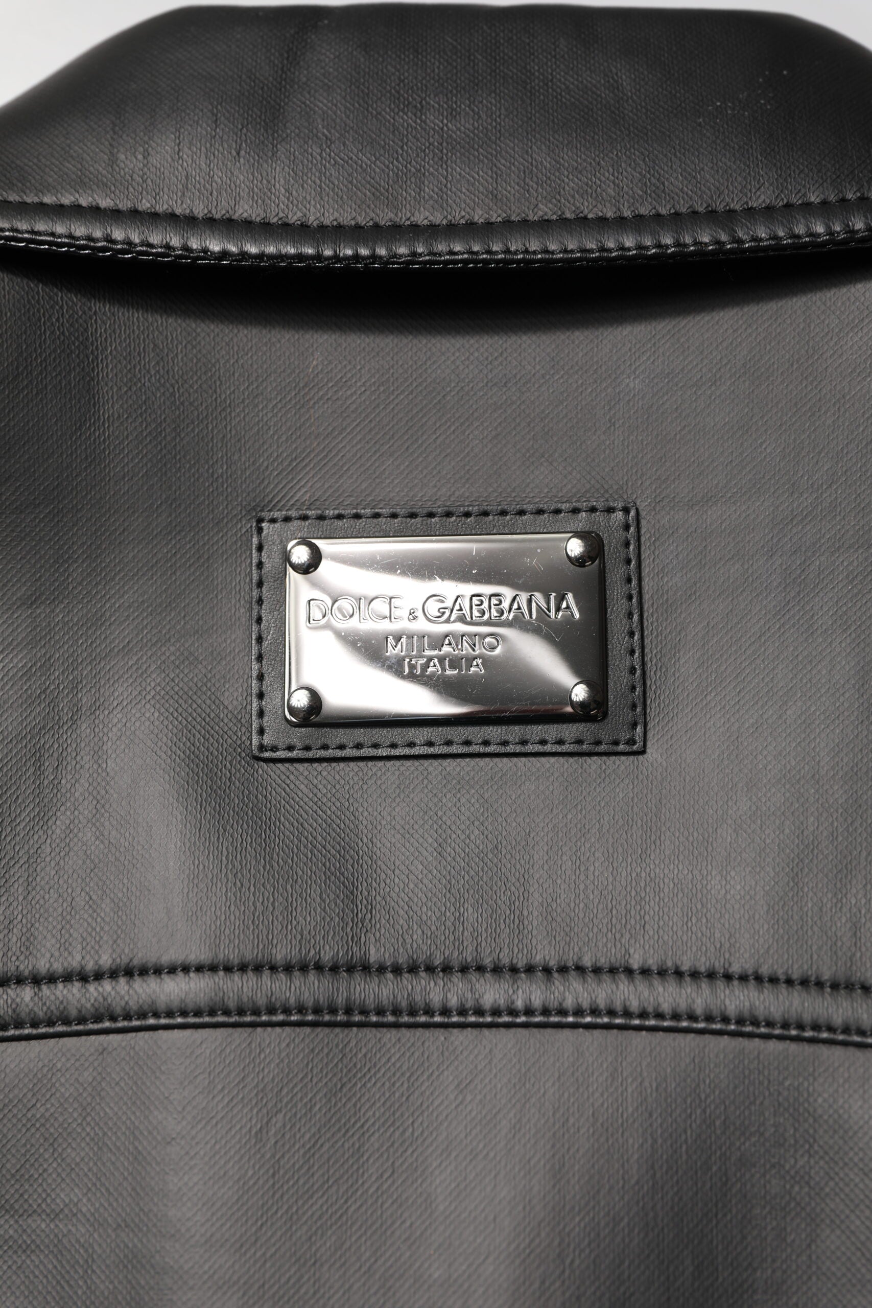 Dolce & Gabbana Schwarze Bikerjacke aus Polyester mit Knopfverschluss