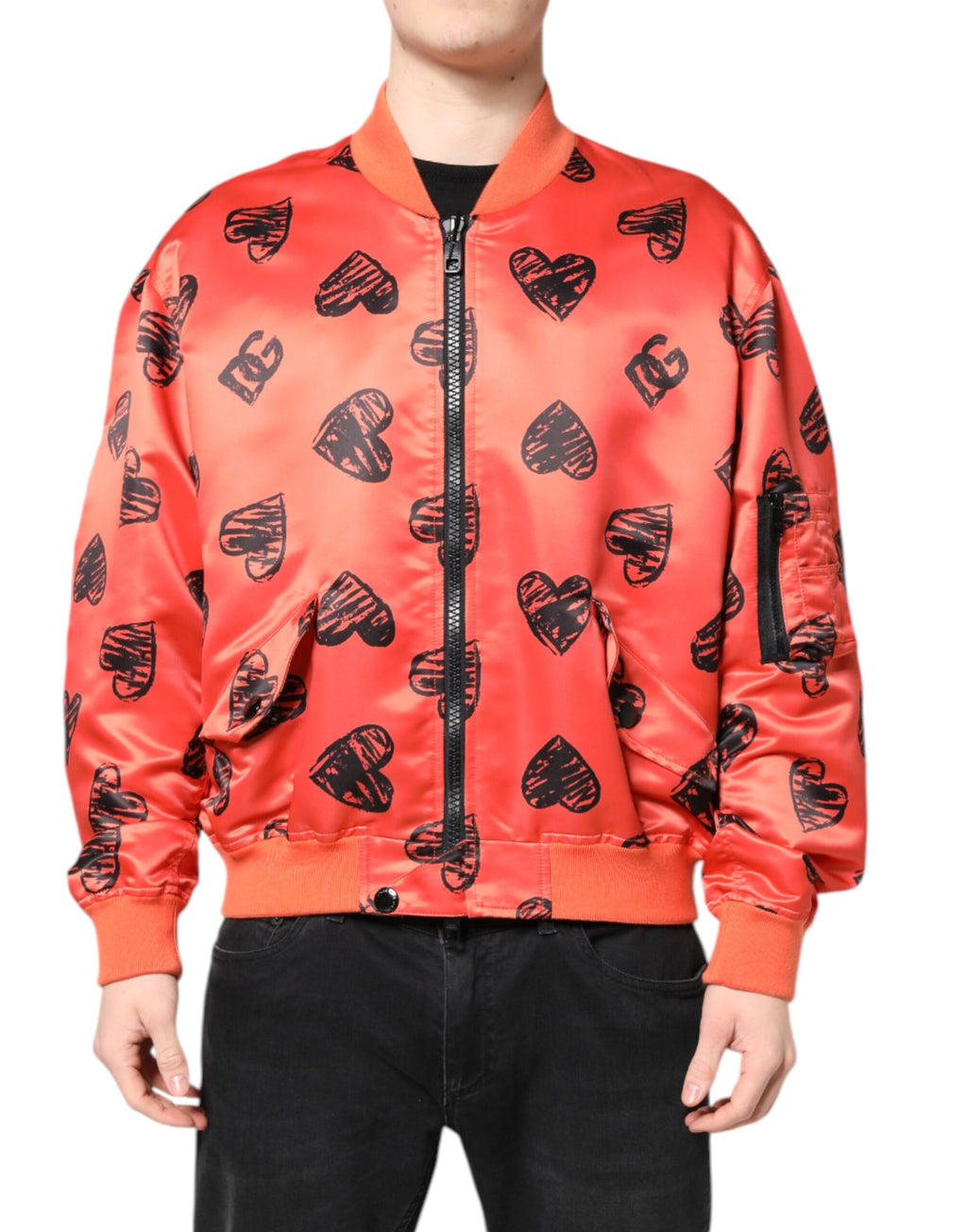 Dolce & Gabbana Orange DG Herz Full Zip Männer Bomberjacke