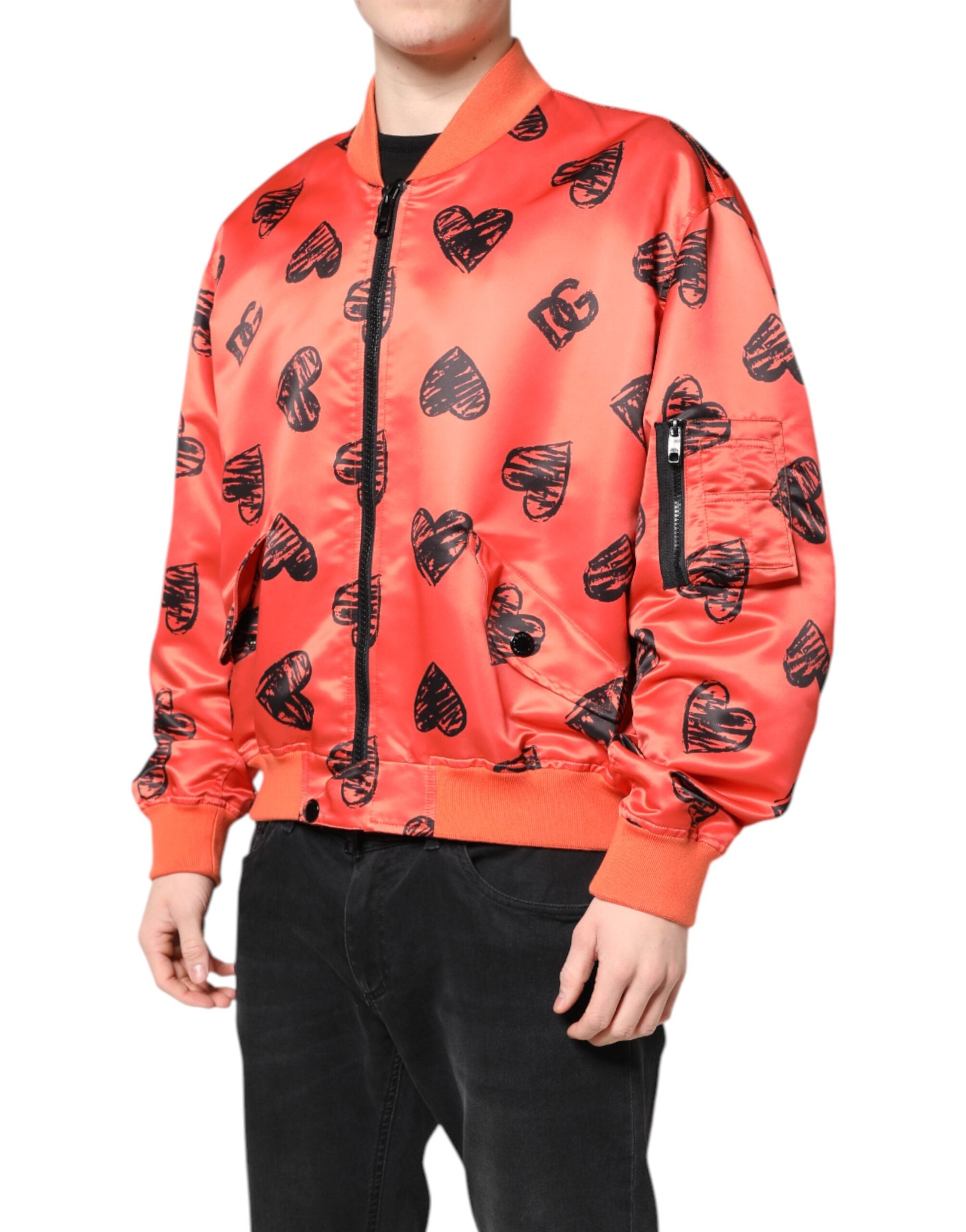 Dolce & Gabbana Orange DG Herz Full Zip Männer Bomberjacke