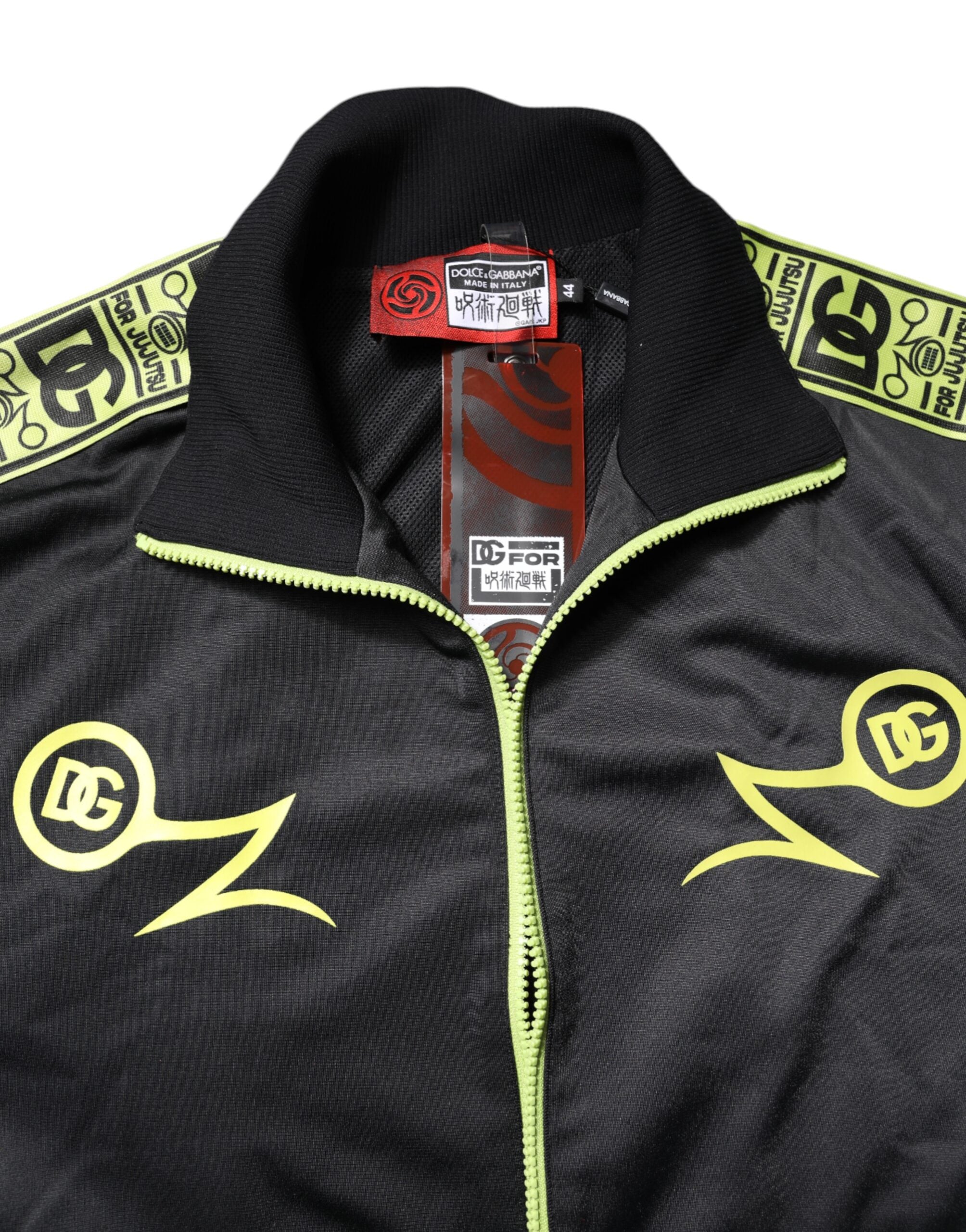 Dolce & Gabbana Schwarzer Logo-Rollkragenpullover mit Reißverschluss Bomberjacke