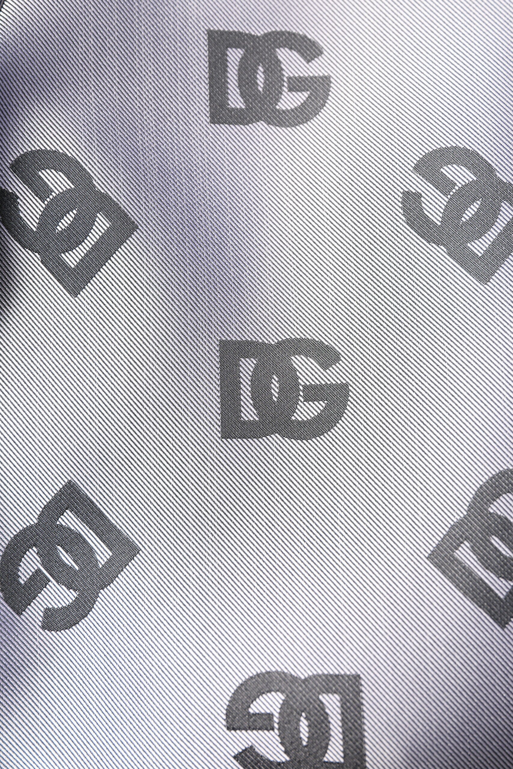 Dolce & Gabbana Graue Logo-Monogramm-Bomberjacke mit durchgehendem Reißverschluss