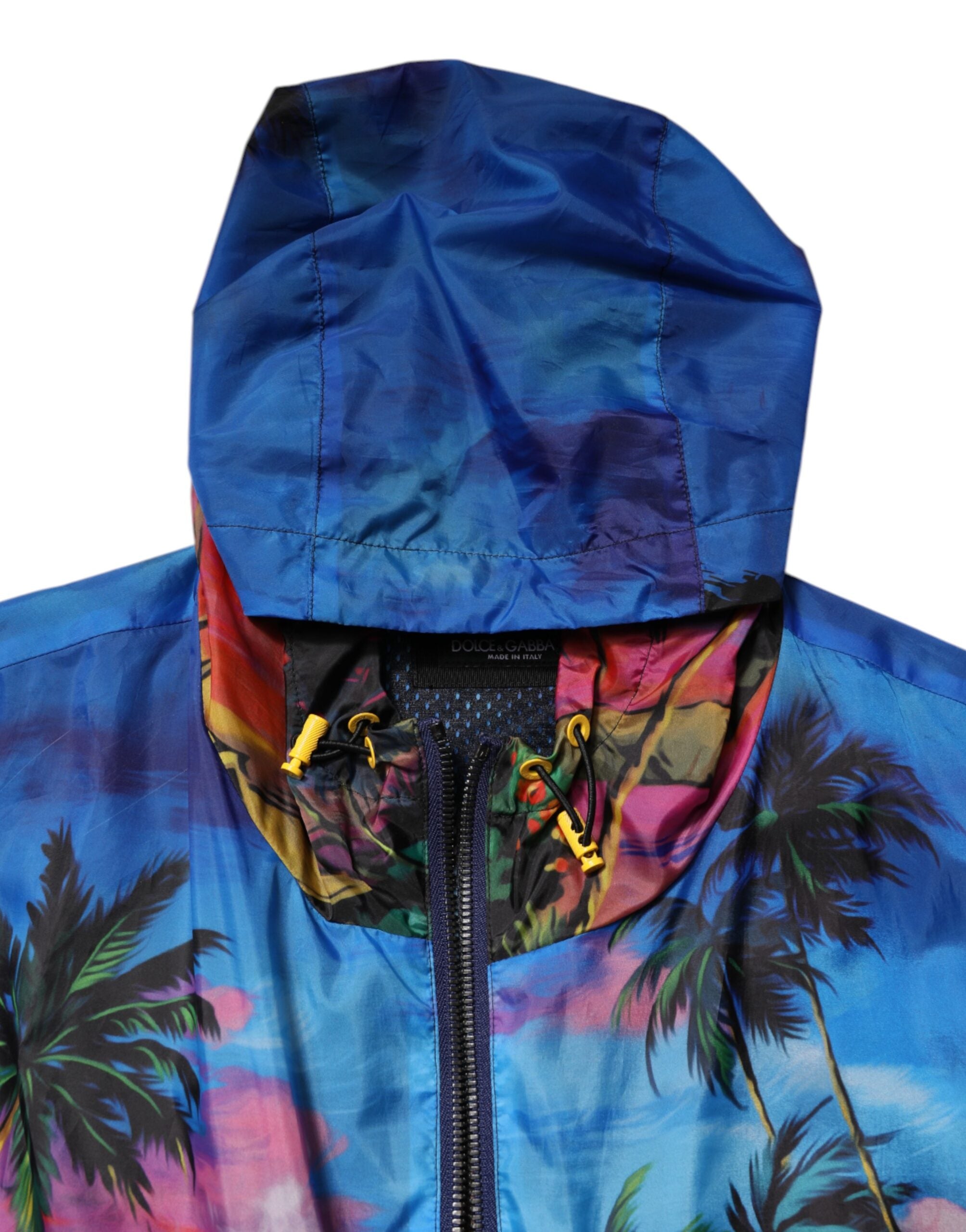 Dolce & Gabbana Mehrfarbig bedruckte Windbreaker-Jacke mit Kapuze