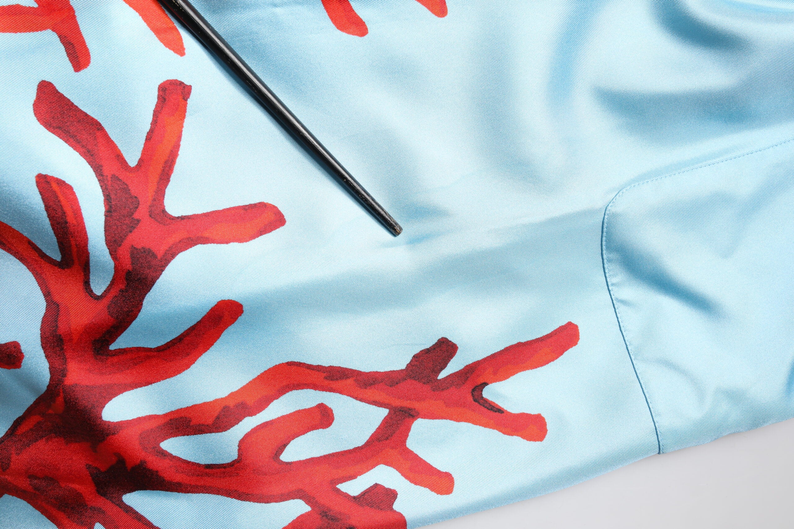 Dolce & Gabbana Blau Rot Koralle Print Wickelmantel Jacke