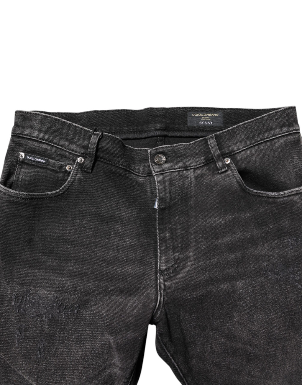 Dolce & Gabbana Graue Skinny Denim Jeans aus gewaschener Baumwolle