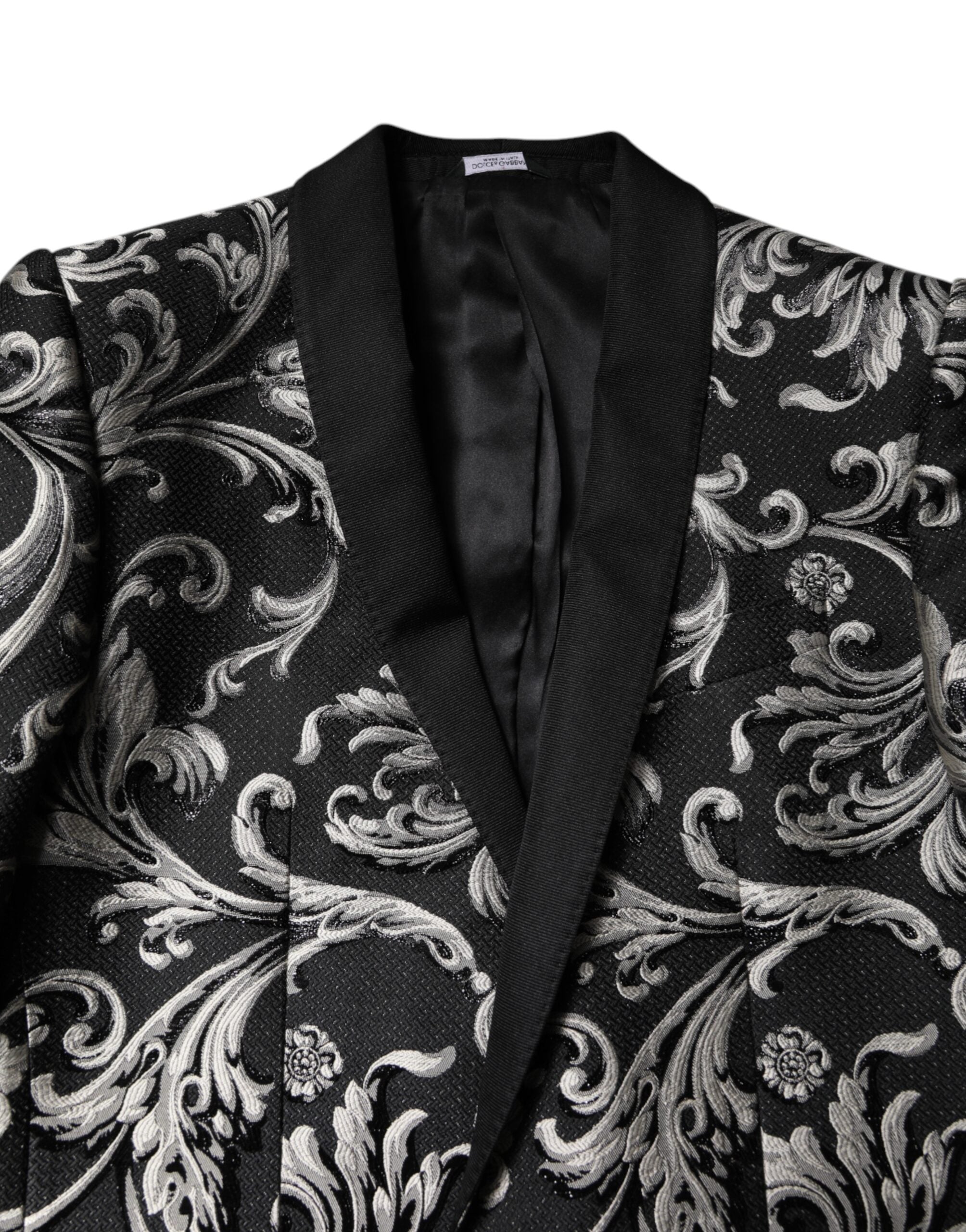 Dolce & Gabbana Schwarz Grau MARTINI Jacquard Herren 3 Stück Anzug