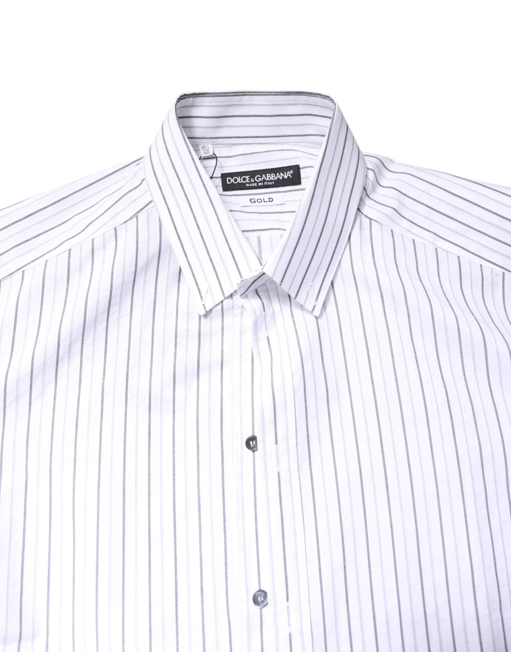 Dolce & Gabbana Weiß gestreiftes Baumwollhemd GOLD Formal Dress Shirt