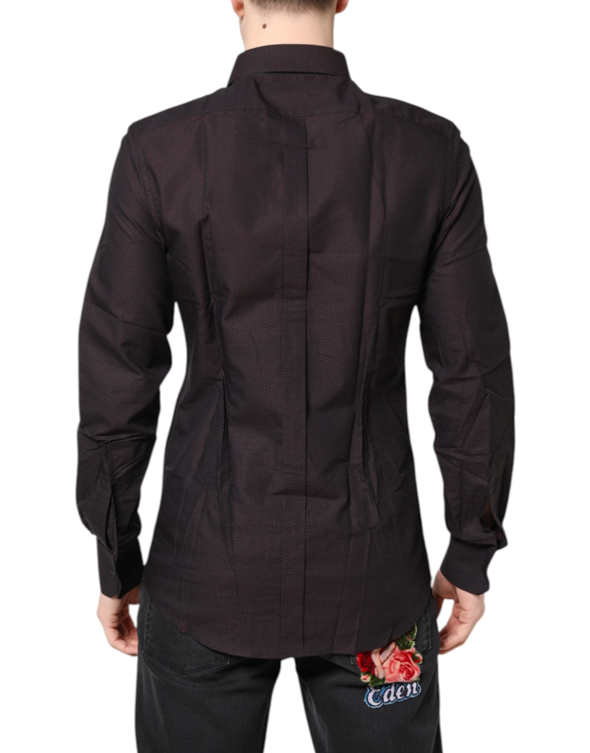 Dolce & Gabbana Kastanienbraunes Jacquard-Baumwollhemd GOLD für Herren
