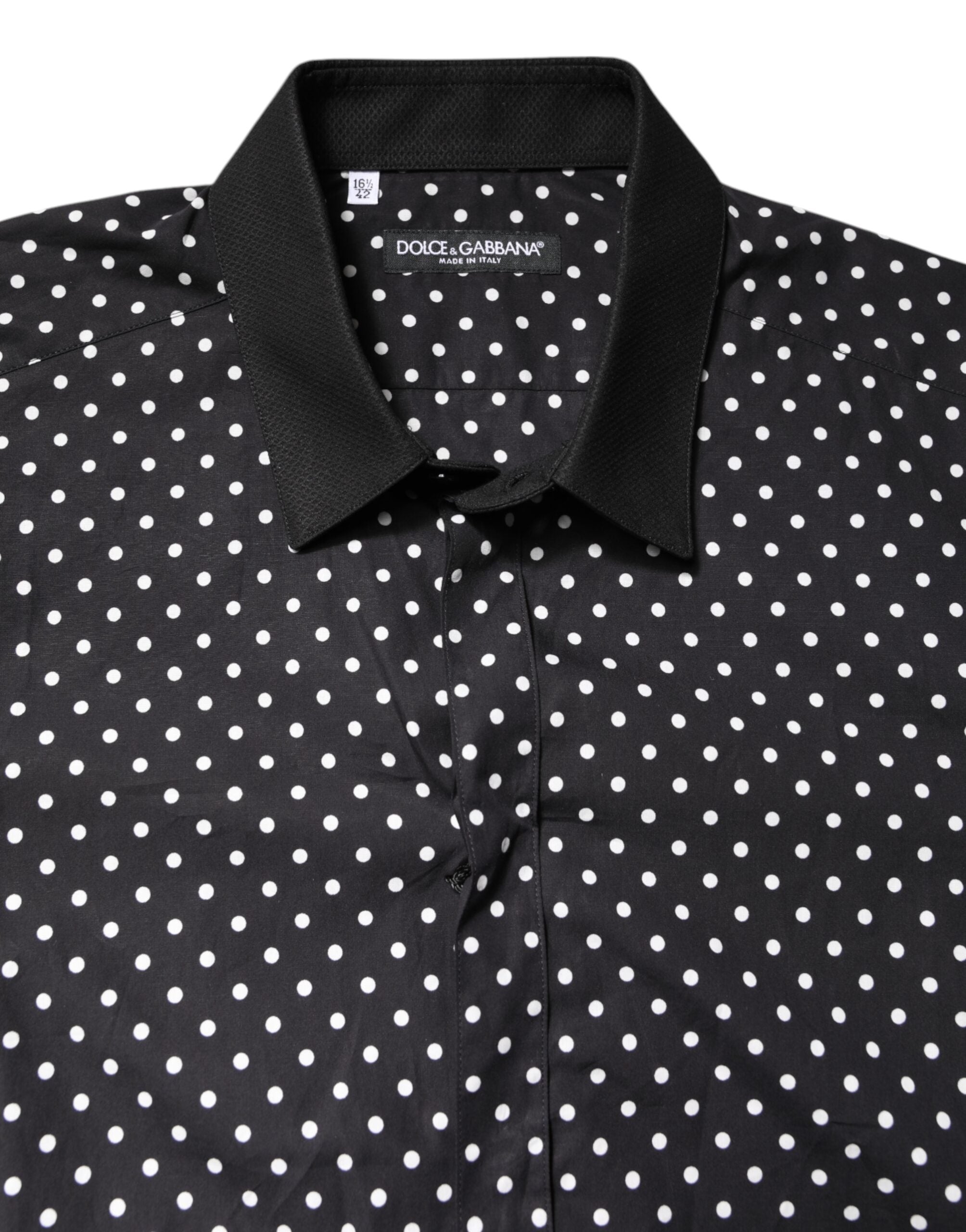 Dolce & Gabbana Schwarzes gepunktetes Hemd aus Baumwolle für formelle Anlässe