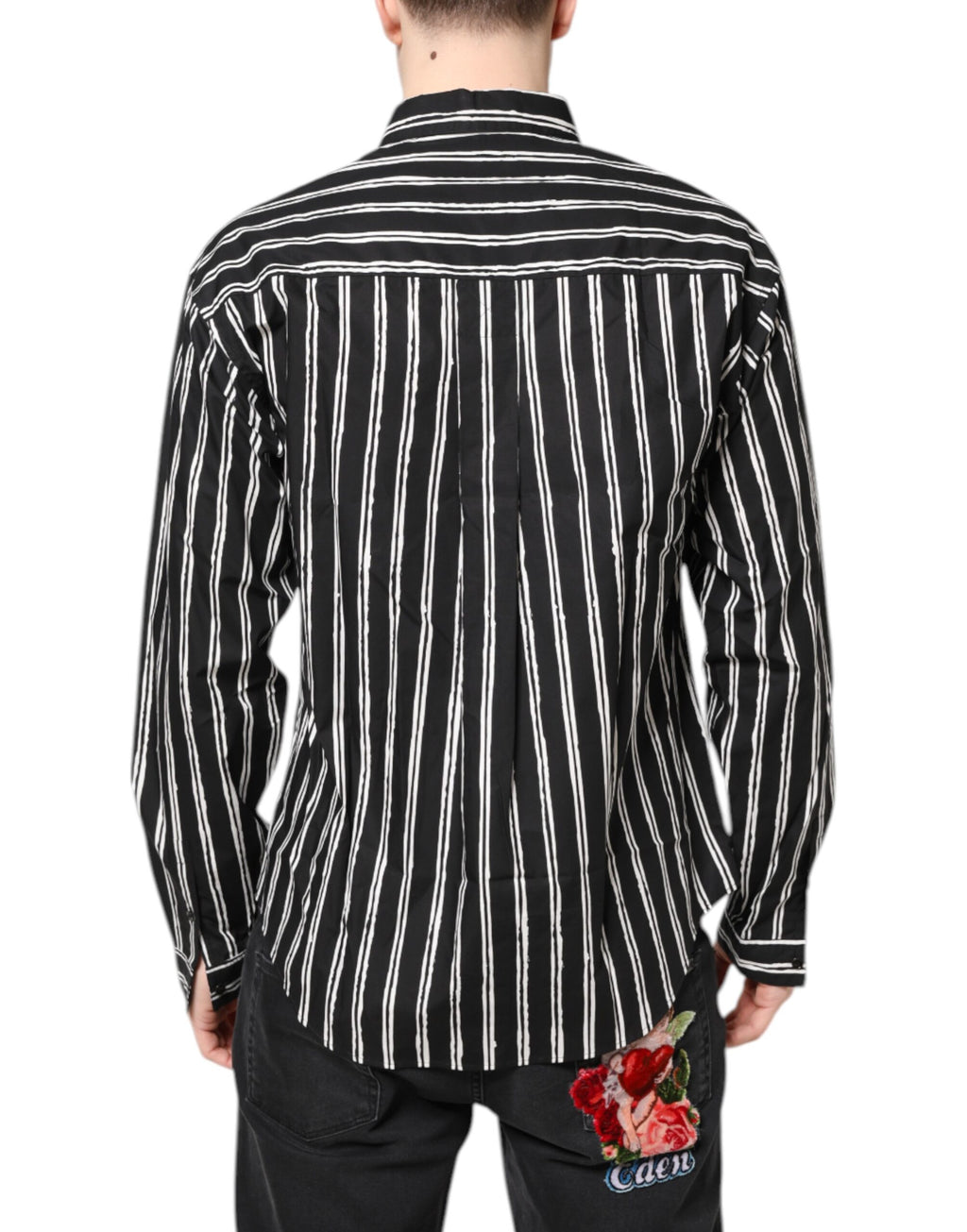 Dolce & Gabbana Schwarz-weiß gestreiftes Baumwollhemd