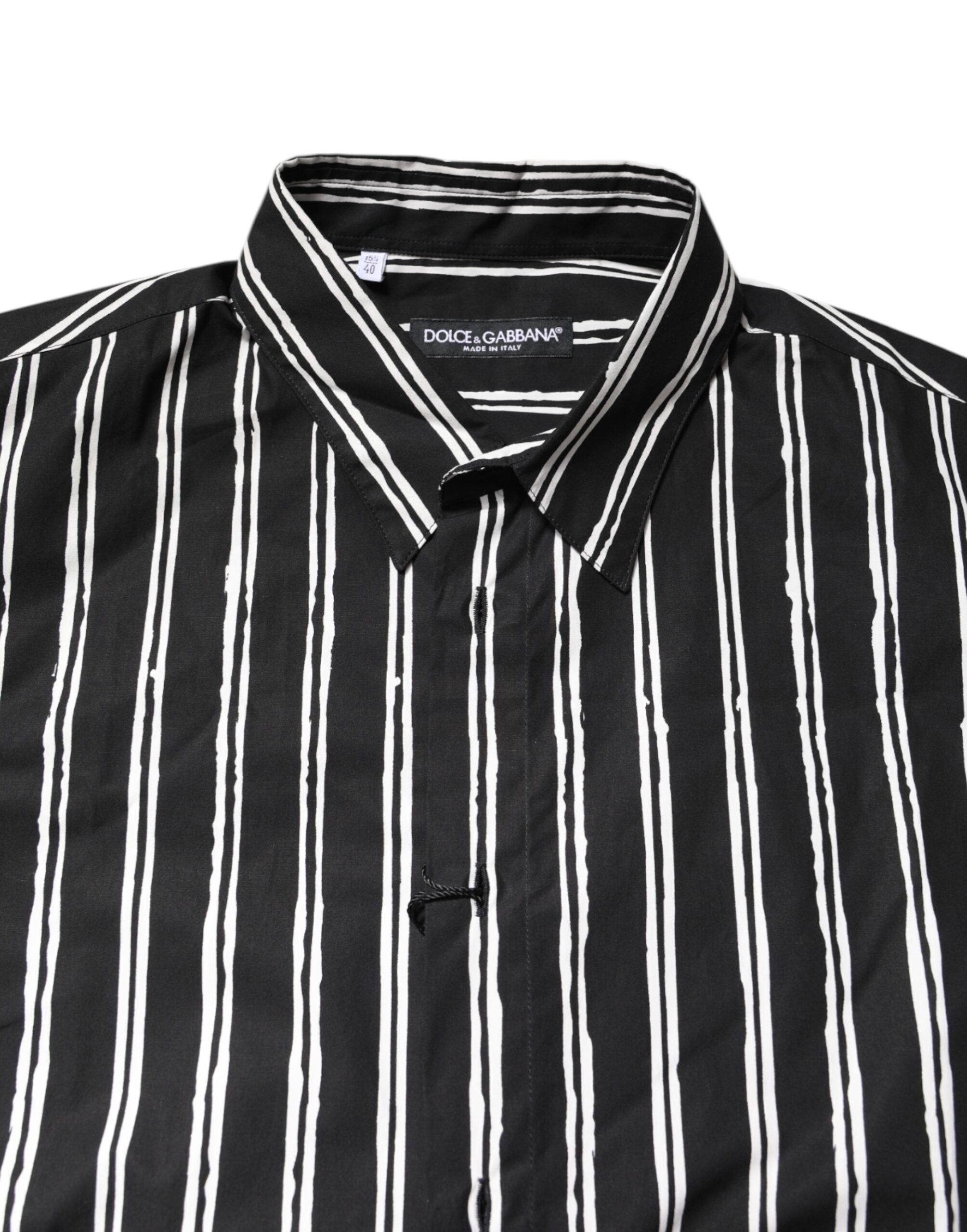 Dolce & Gabbana Schwarz-weiß gestreiftes Baumwollhemd