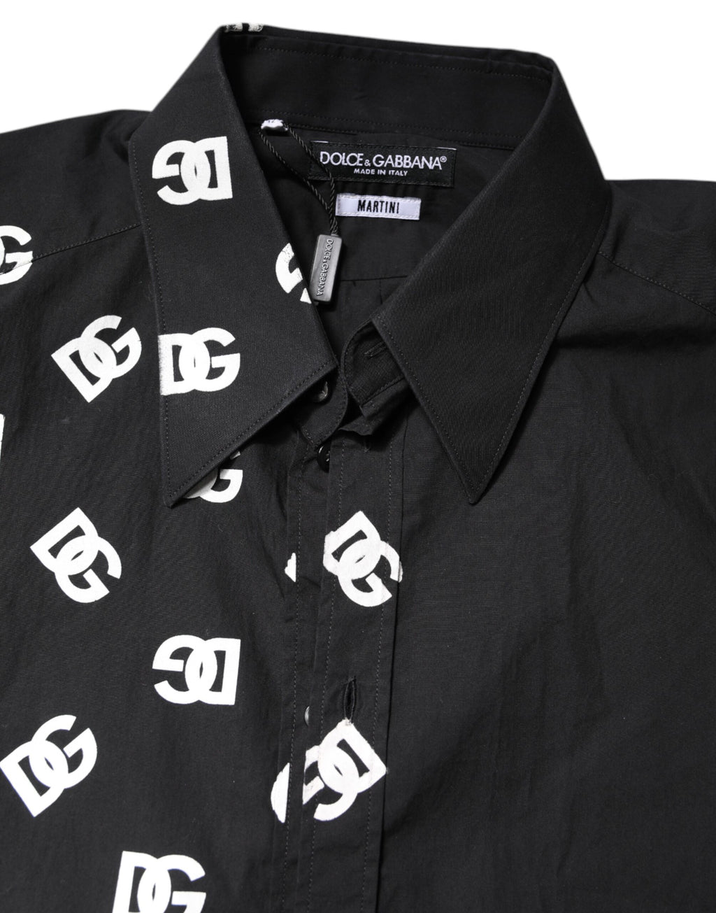 Dolce & Gabbana Schwarzes DG Logo Baumwollhemd MARTINI
